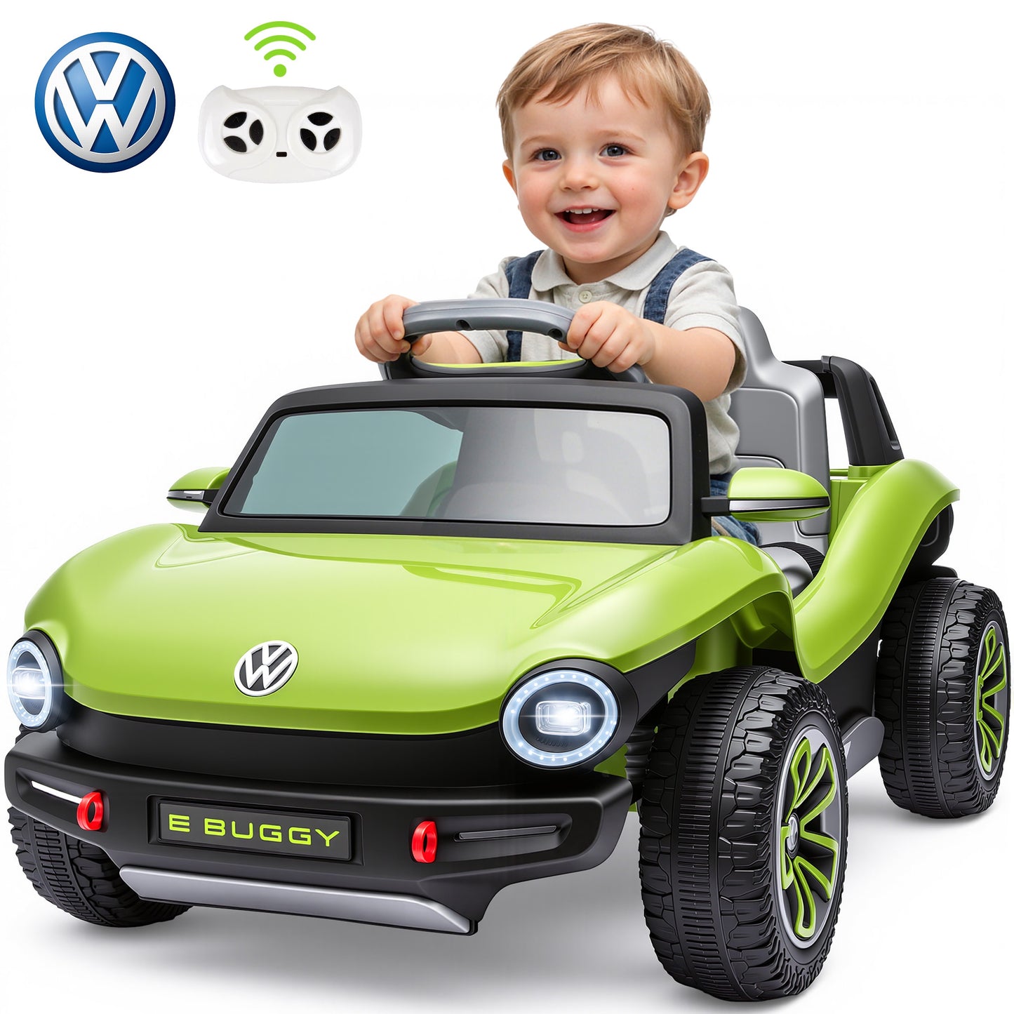 12V Electric Ride on Cars, Licensed Volkswagen Beetle Ride on Toys with Remote Control, Bluetooth, USB Port, Music, Rear Storage, LED Lights, Battery Powered Toddlers Electric Car for Kids Ages 3+
