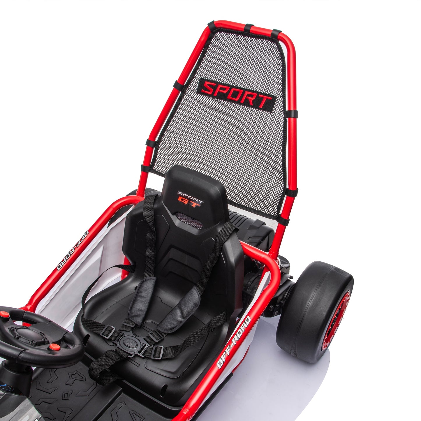24V Powered Ride on Toys, iRerts Electric Go Kart with Drift Mode, Bluetooth Music, EVA Front Tires, Rear Wheel Suspension, Max Speed 7.5 MPH, Crazy Go Cart Electric Car for Kids 6-12 Ages, Red