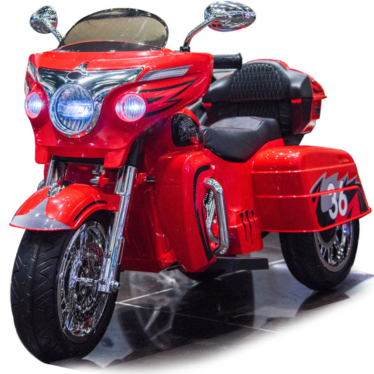 iRerts 12V 2 Seater Ride on Motorcycle, 3 Wheels Kids Electric Motorcycle with Key Start, Music, USB/MP3 Port, LED Light, Storage Box, Kids Ride on Toys for Christmas Birthday Gifts Ages 3-6, Red