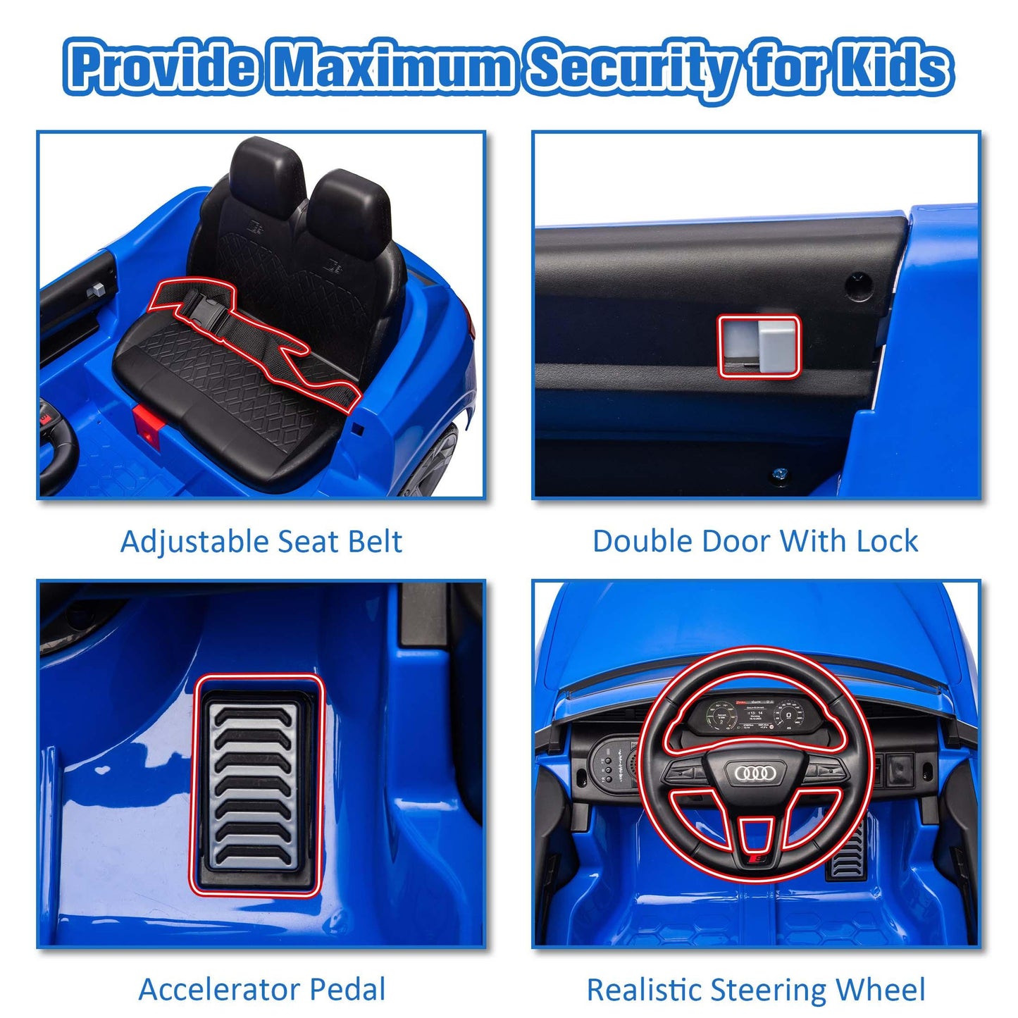 Ride on Toy Car Kids for Boys Girls, Licensed Audi SQ8 12V Ride on Cars with Remote Control, Battery Powered Electric Vehicle Car for Kids with Music, LED Lights, 3 Speed, 4 Wheeler, Blue