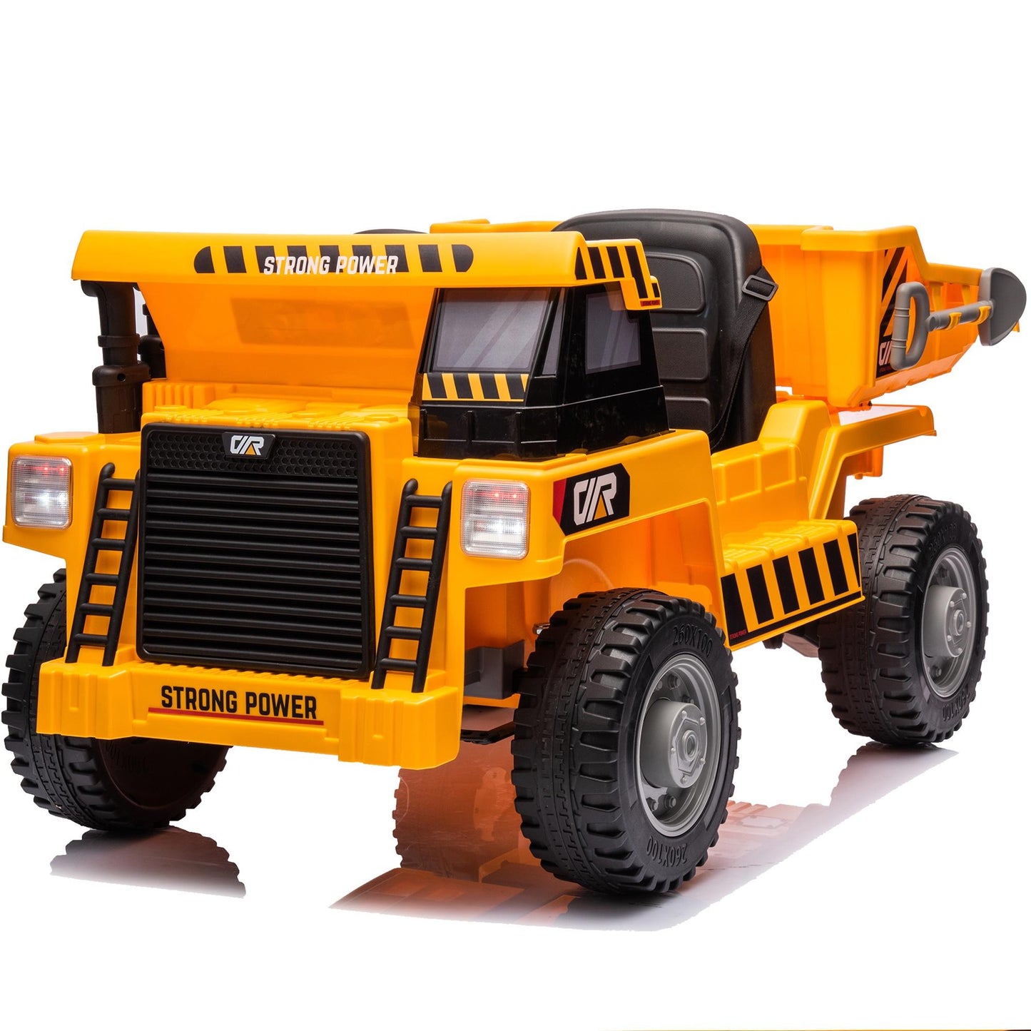 iRerts Ride on Dump Truck for Boys, 12V Ride on Car with Remote Control, 4 Wheel Construction Vehicles with Electric Dump Bed and Shovel, Powered Ride on Toys with Bluetooth, Music, USB Port, Yellow