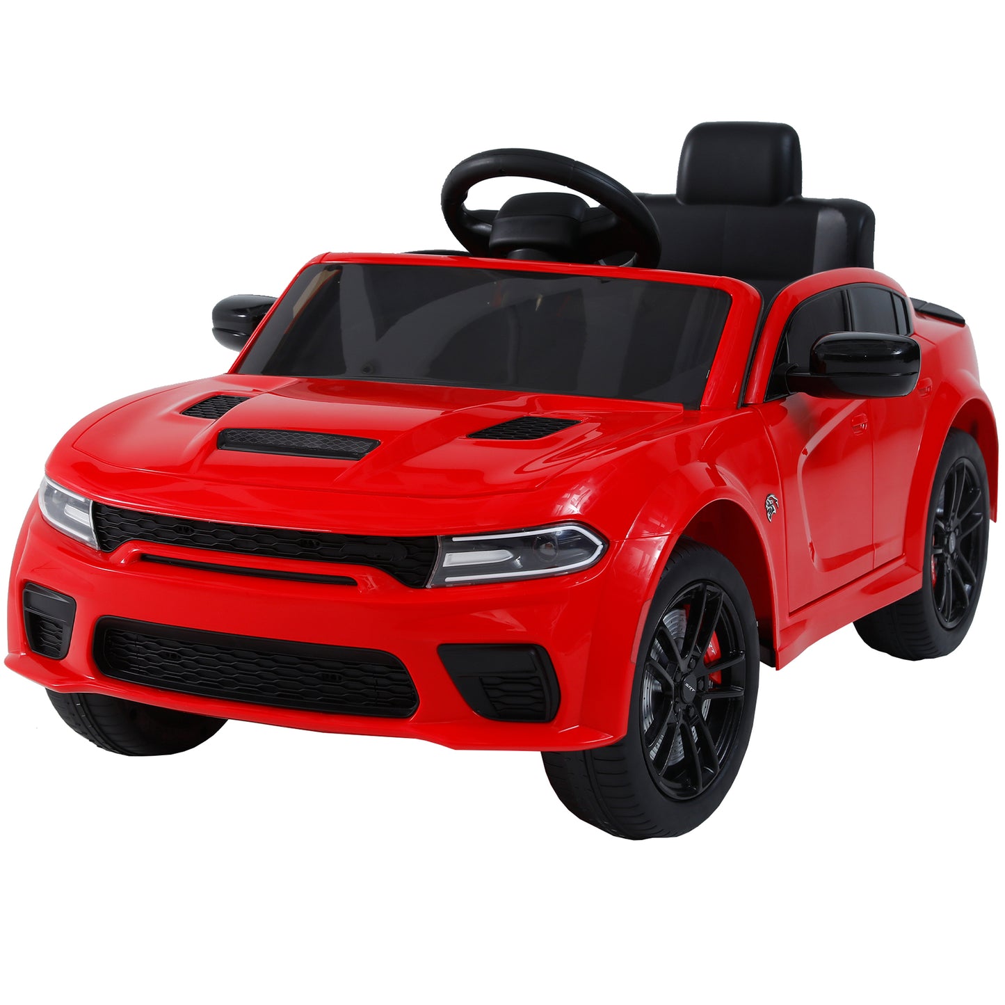 Kids Electric Cars With Remote Control, Licensed Dodge Charger 12V Ride on Cars for Boys Girls, Battery Powered Ride on Toys with Bluetooth, USB, MP3, 4 Wheel Suspension, Red
