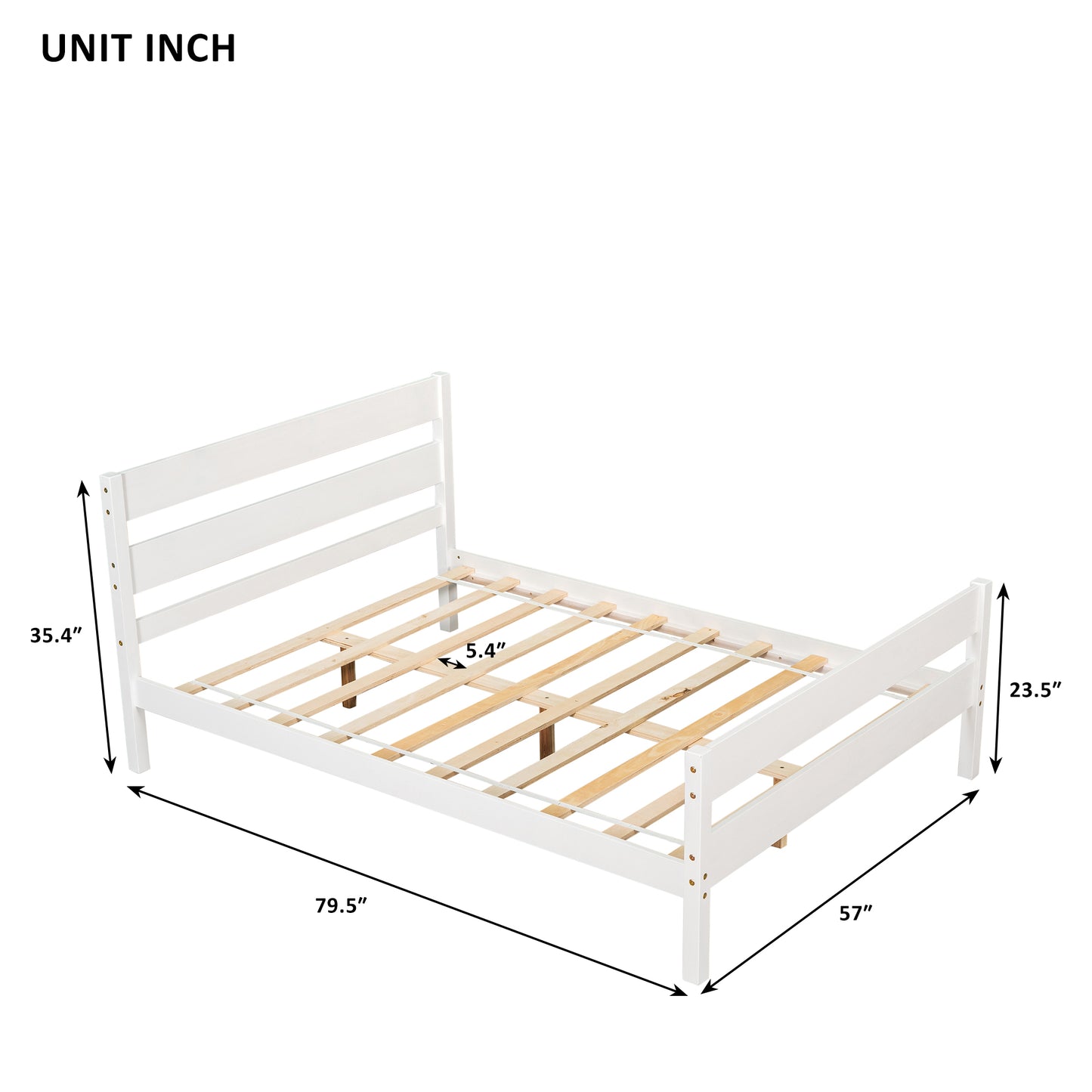 iRerts Full Platform Bed Frame with Headboard and Footboard, Wood Full Size Bed Frame, Modern Platform Bed Frame Full Size with Wood Slat Support, No Box Spring Needed, White