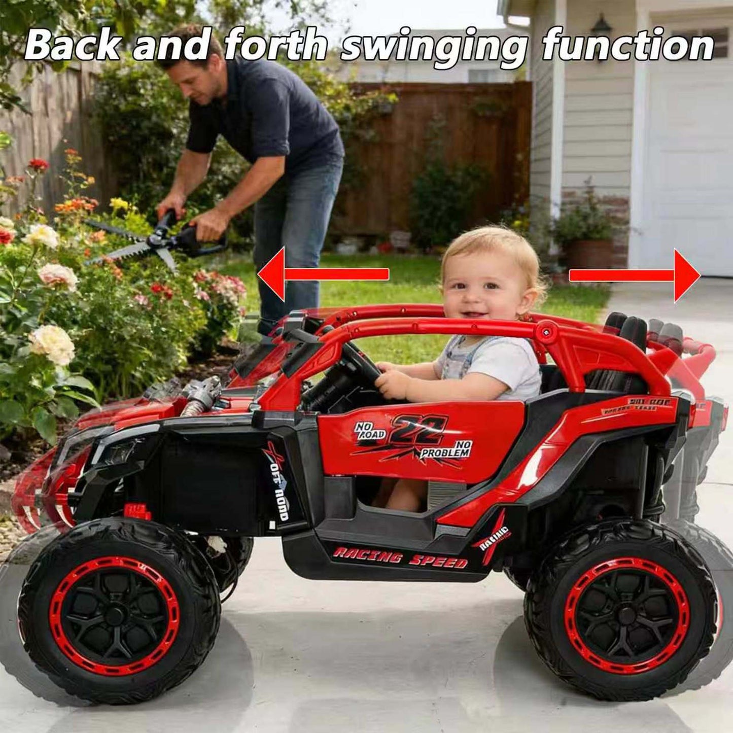 iRerts 24V Ride on Toys with Parents Remote Control, Ride on UTV Car with Bluetooth, MP3 Port, Music, LED Lights, 4 Shock Absorbers, Battery Powered Electric Car for Kids Ages 2-6, Red