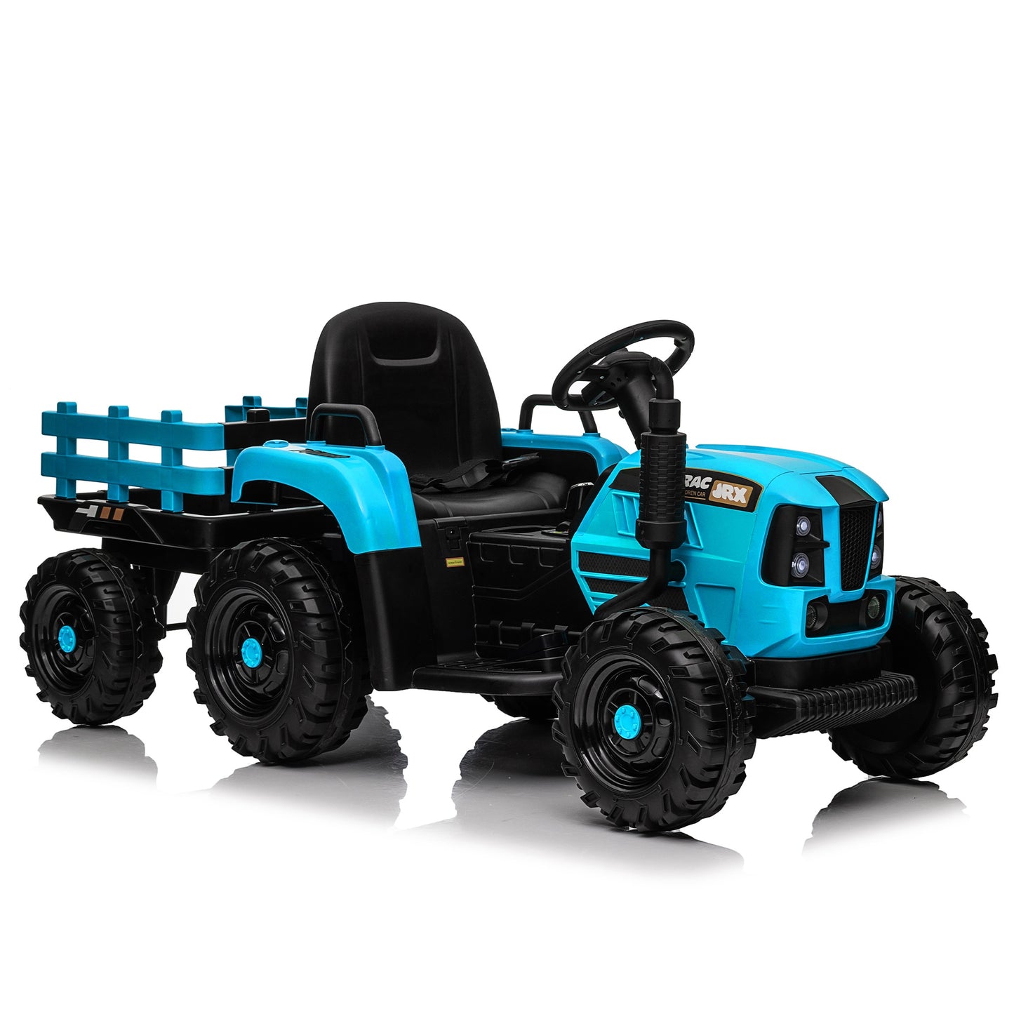 iRerts 24V Ride on Toy Tractor with Trailer, Powered Ride on Car with Remote Control, Electric Cars for Kids Toddlers 3-6 Years Old with 3 Speeds, Bluetooth, Music, USB/MP3 Ports, LED Light, Blue
