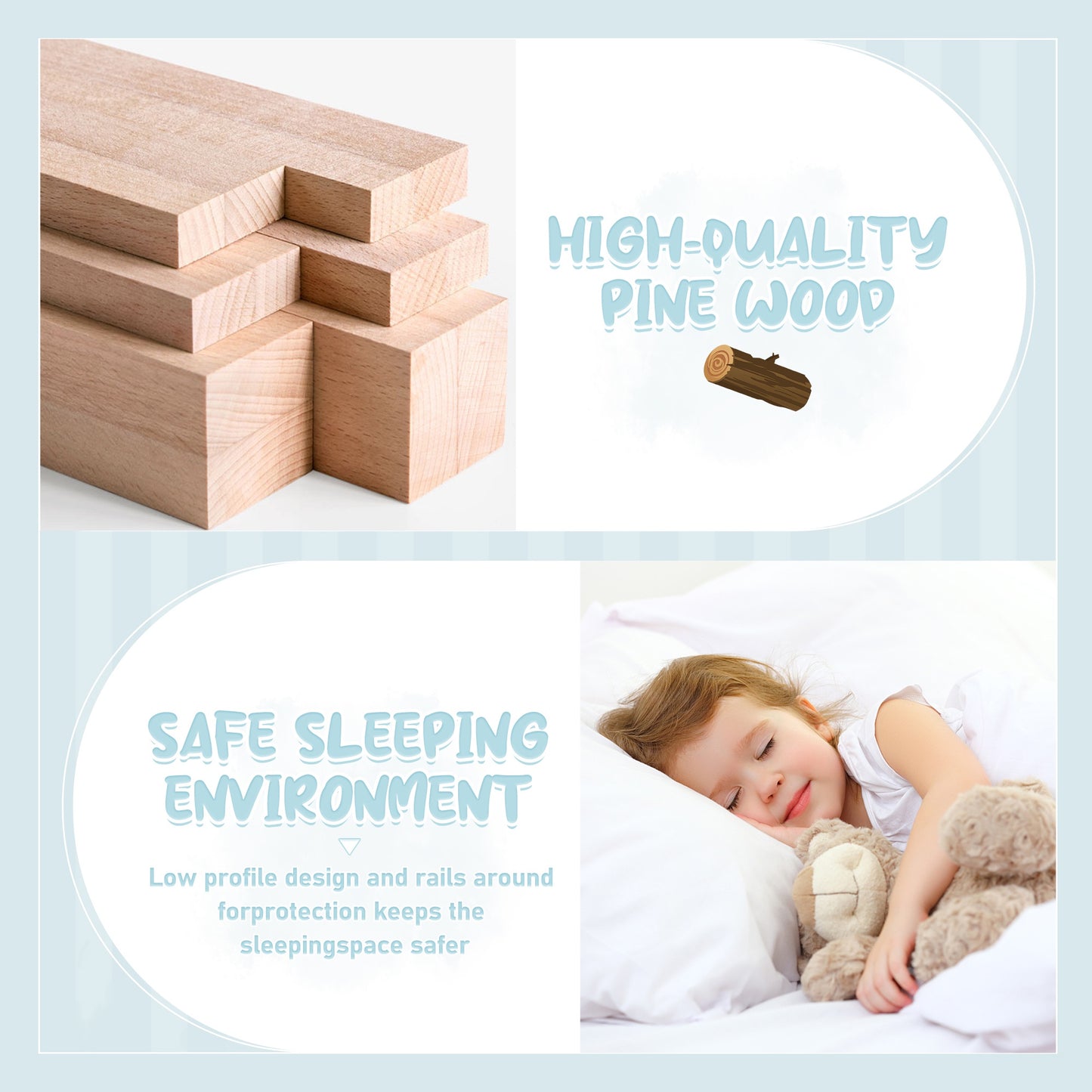 iRerts Full Floor Bed Frame for Toddlers Kids, Wood Full Montessori Bed Frame with Slats, Fence, Door, Kids Montessori Bed Full Size, Full Toddler Bed Frame for Boys Girls, Gray