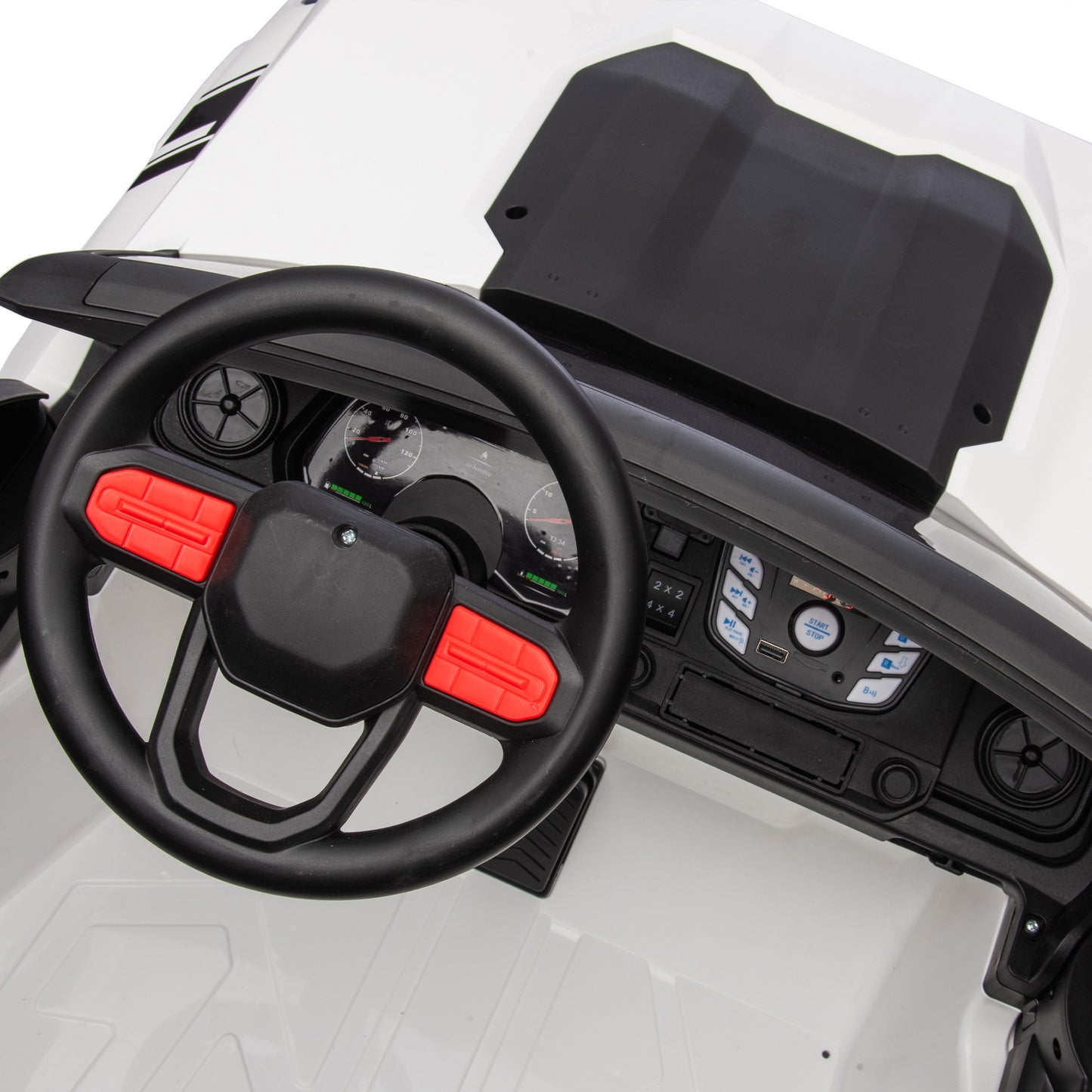 24V 2 Seater Ride on Truck, 4WD Powered Ride on Toy Car with Remote Control, Bluetooth, Music Player, 800W Motors, Back Box Storage, 3 Speeds, Kids Electric Vehicle for Boys Girls Gifts, White