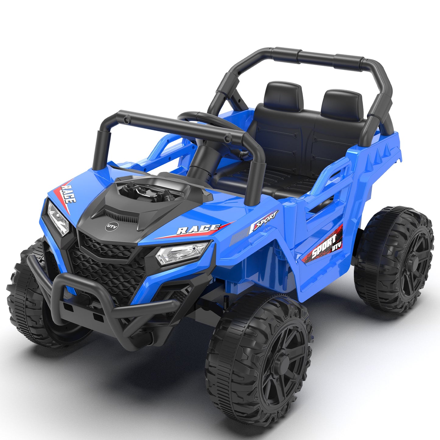 iRerts 12V Ride on Car UTV with Remote Control, Powered Ride on Toys for Kids Boys Girls Ages 3-5, Electric Car for Kids with Bluetooth, Music, MP3 Ports, LED Lights, Horn, Blue
