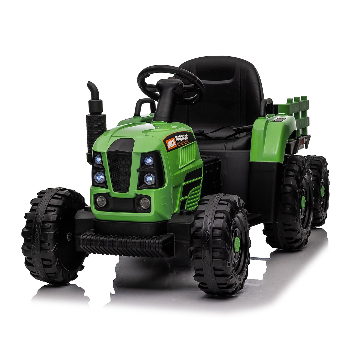 iRerts 24V Ride on Toy Tractor with Trailer, Powered Ride on Car with Remote Control, Electric Cars for Kids Toddlers 3-6 Years Old with 3 Speeds, Bluetooth, Music, USB/MP3 Ports, LED Light, Emerald