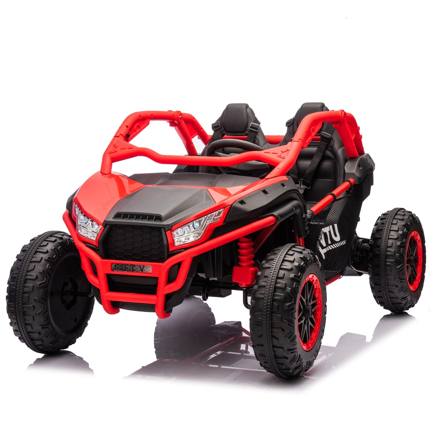 iRerts 2 Seater Ride on Car for Kids, 24 Volt Ride on Toys for Boys Girls Gifts, Powered Ride on UTV Electric Vehicle with Remote Control, Bluetooth, MP3/USB Ports, 4 Wheel Spring Suspension, Red