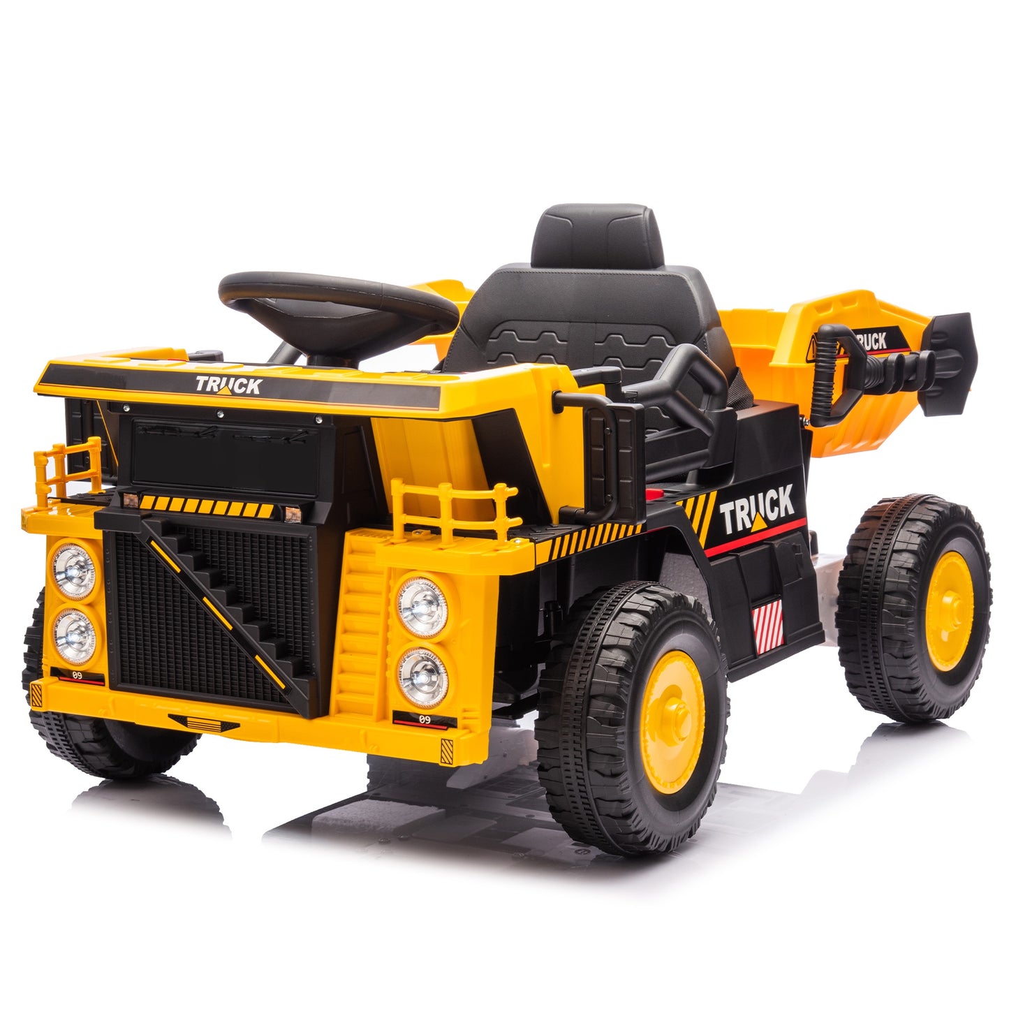 iRerts Ride On Dump Truck for Kids, 12V Powered Ride on Car with Remote Control, Electric Dump Bed, 1 Shovel, Bluetooth Music, LED Light, Kids Car Ride on Construction for Boys Girls Ages 3-5, Yellow