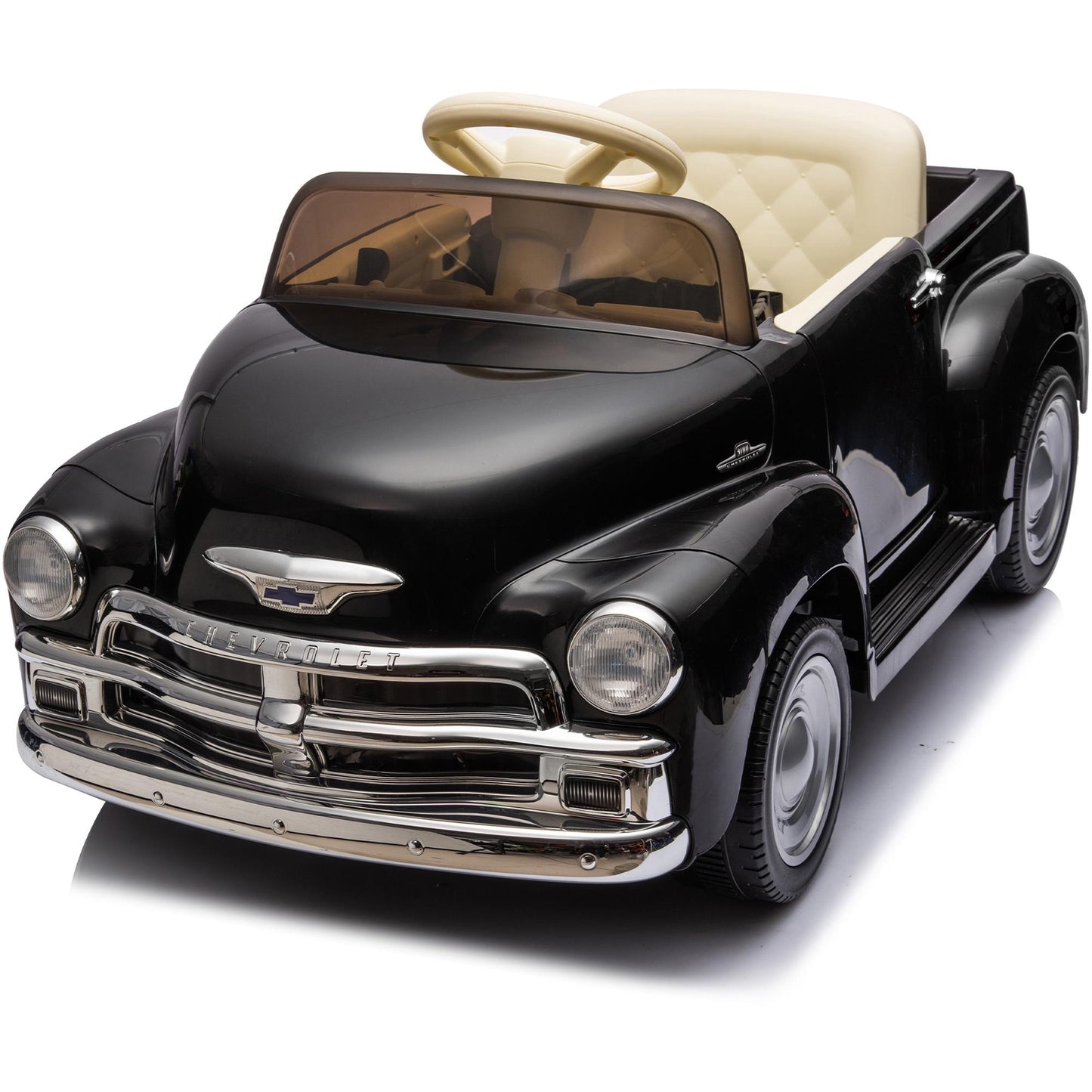 12V Powered Ride on Cars, Licensed Chevrolet 3100 Ride on Toys with Remote Control for kids Ages 3-6 Birthday Christmas Gifts, Kids Electric Car with Bluetooth, Music, USB/AUX Port, 3 Speeds, Black