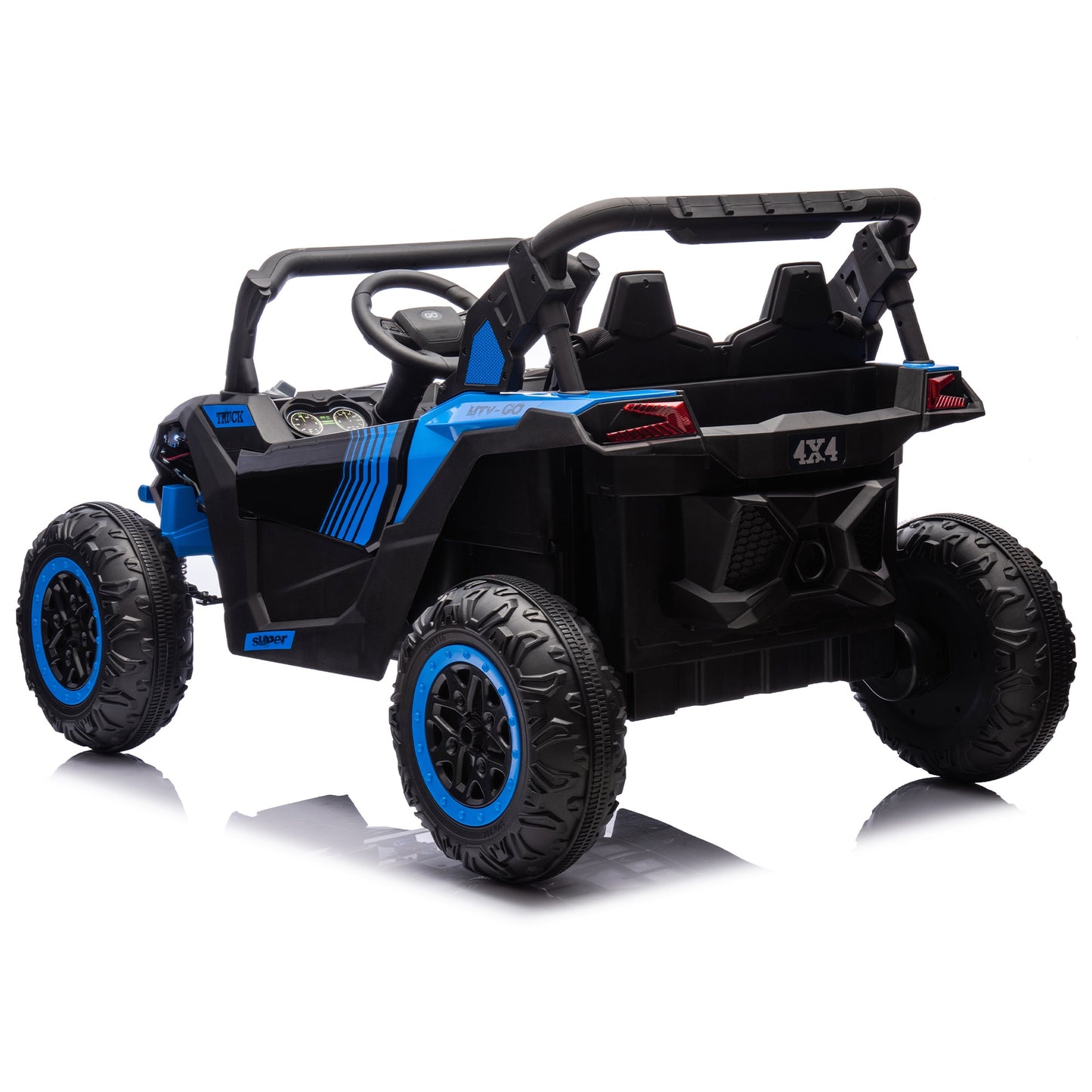 iRerts 2 Seater Ride on Car, 24V Powered Ride on Toys UTV with Remote Control, LED Lights, Bluetooth Music, 3 Speeds, Storage Space, Electric Vehicle for Kids Boys Girls Ages 3-8 Gifts, Blue