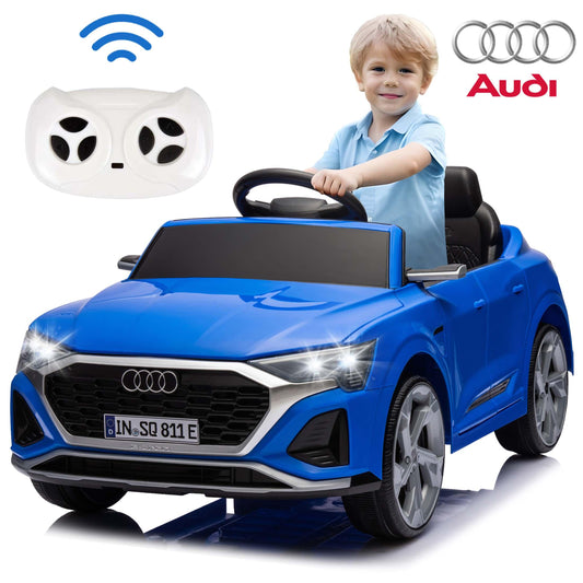 Ride on Toy Car Kids for Boys Girls, Licensed Audi SQ8 12V Ride on Cars with Remote Control, Battery Powered Electric Vehicle Car for Kids with Music, LED Lights, 3 Speed, 4 Wheeler, Blue