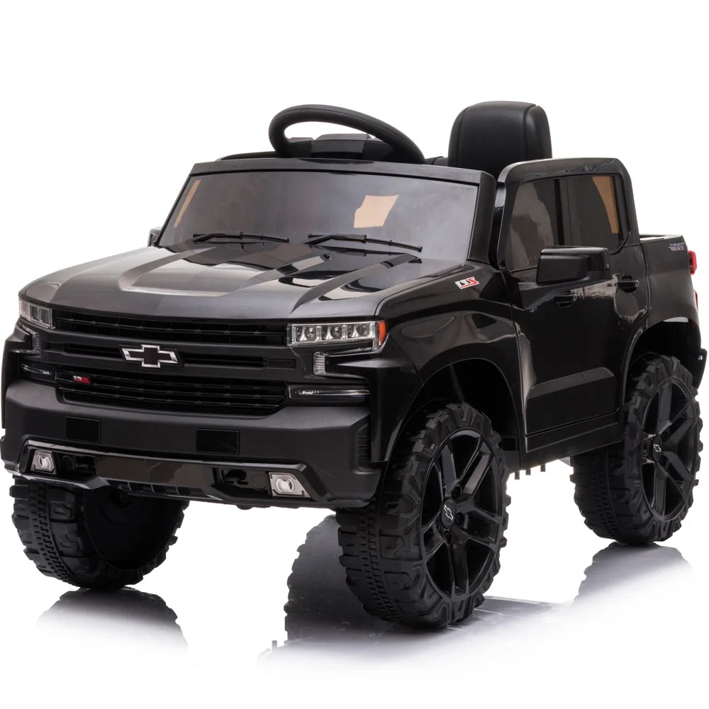 Licensed Chevrolet Electric Kids Ride On, 12V Battery Powered Ride on Car with Remote Control, MP3 Player, LED Lights, Ride on Toy with Spring Suspension for Boy Ages 3-5 Birthday Gift, Black
