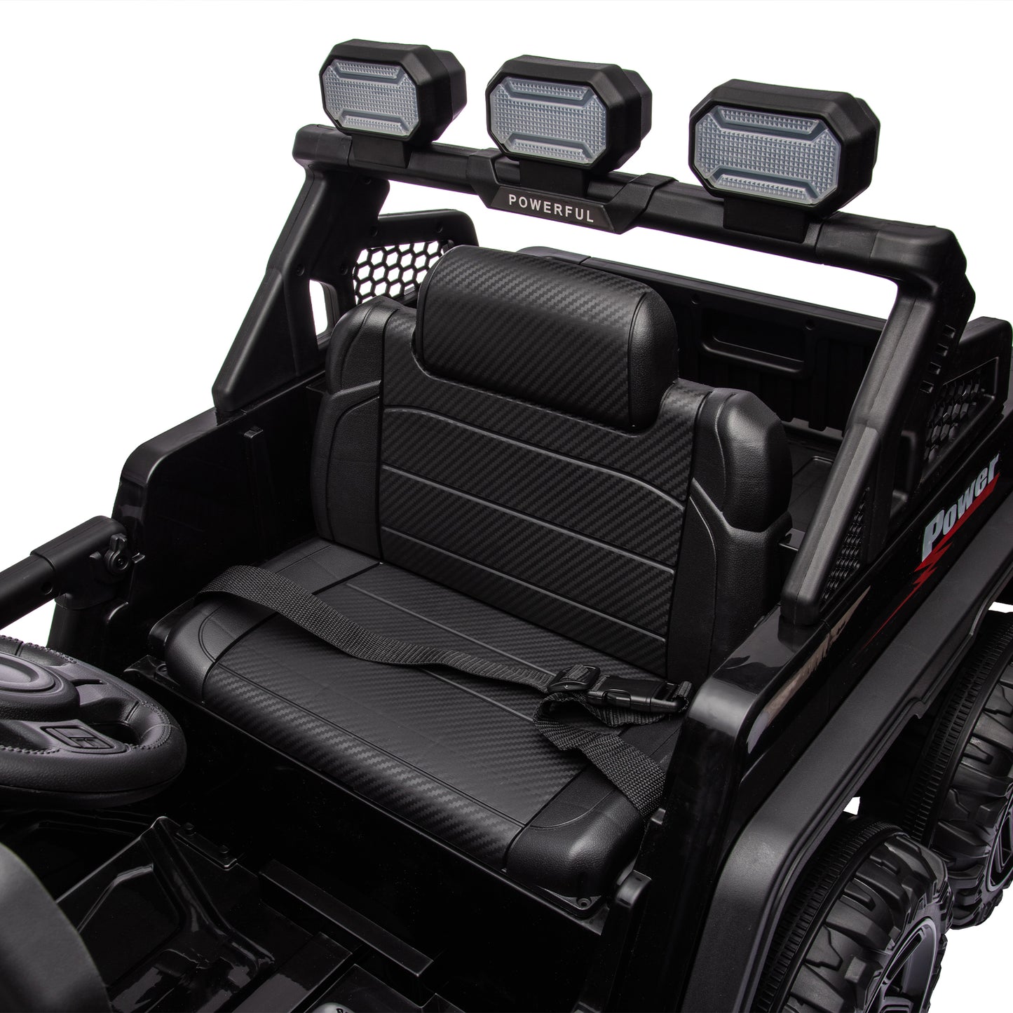 iRerts 24V Ride on PickUp Truck with Remote Control, 4WD Battery Powered Ride on Car with Bluetooth Music, USB/AUX Port, Rear Storage Box, LED Lights, Ride on Toys for Kids Boys Girls Gift, Black