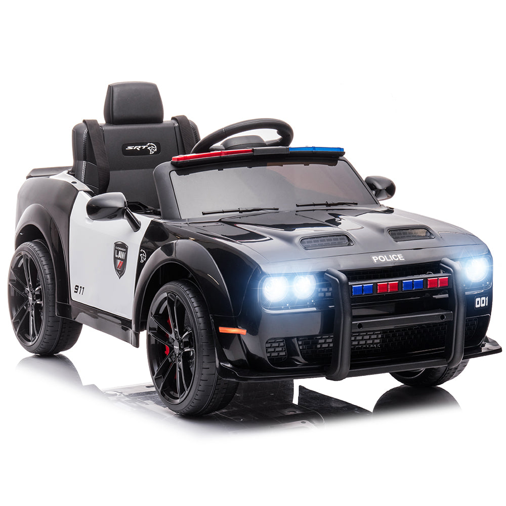 Kids Electric Car, Licensed Dodge Challenger 12V Ride On Police Cars with Remote Control, Kids Electric Vehicles with Bluetooth, LED Light, USB, MP3, Kids Ride on Toys for Boys Girls Birthday Gifts