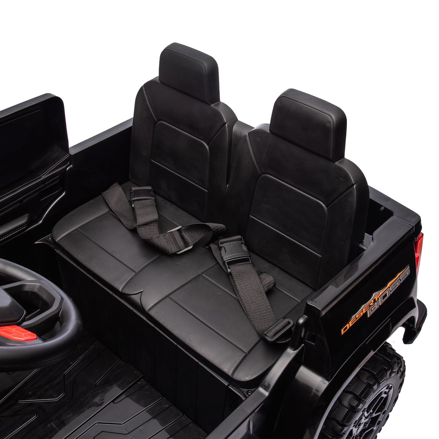 24V 2 Seater Ride on Truck, 4WD Powered Ride on Toy Car with Remote Control, Bluetooth, Music Player, 800W Motors, Back Box Storage, 3 Speeds, Kids Electric Vehicle for Boys Girls Gifts, Black
