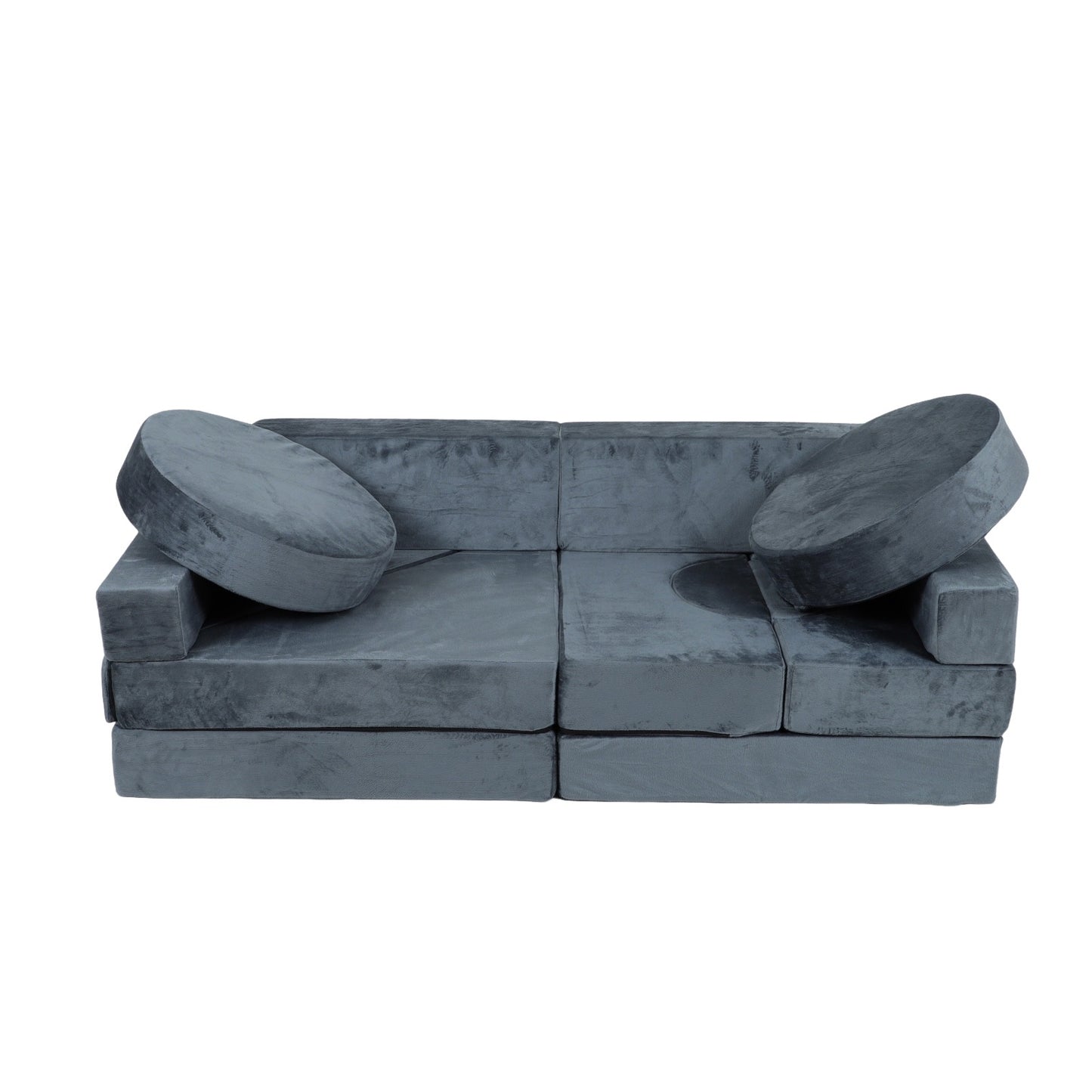 iRerts 14Pcs Modular Kids Play Couch, Convertible Nugget Couch for Kids Boys Girls, Kids Sofa Couch Floor Sofa for Children, Kids Couch Building Fort Foam Couch for Playroom Bedroom Nursery, Gray