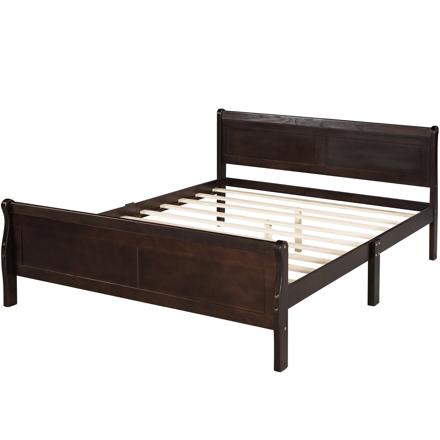 iRerts Wood Full Platform Bed Frame, Modern Full Bed Frame with Headboard, Full Size Wood Platform Bed with Wooden Slat Support, No Box Spring Needed, Easy Assembly, Espresso