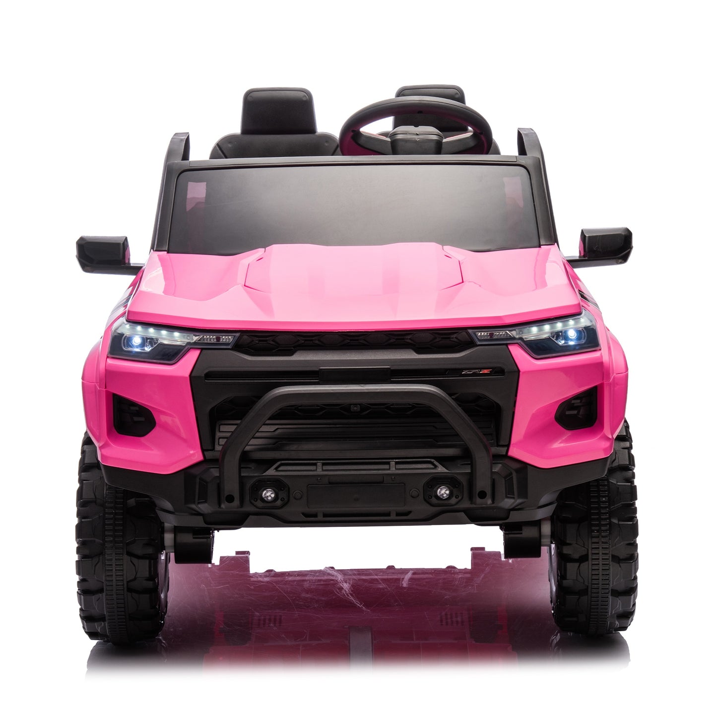 24V 2 Seater Ride on Truck, 4WD Powered Ride on Toy Car with Remote Control, Bluetooth, Music Player, 800W Motors, Back Box Storage, 3 Speeds, Kids Electric Vehicle for Boys Girls Gifts, Rose Red