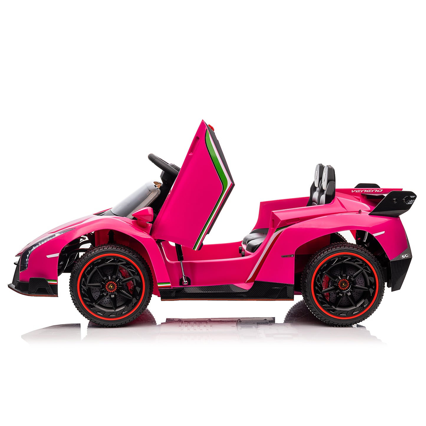 iRerts 12V Ride on Sports Cars with Remote Control, Lamborghini Poison Kids Ride on Vehicles Toys for Boys Girls 3-5 Years Old Gifts, Battery Powered Kids Electric Cars with Music, LED Light, Pink