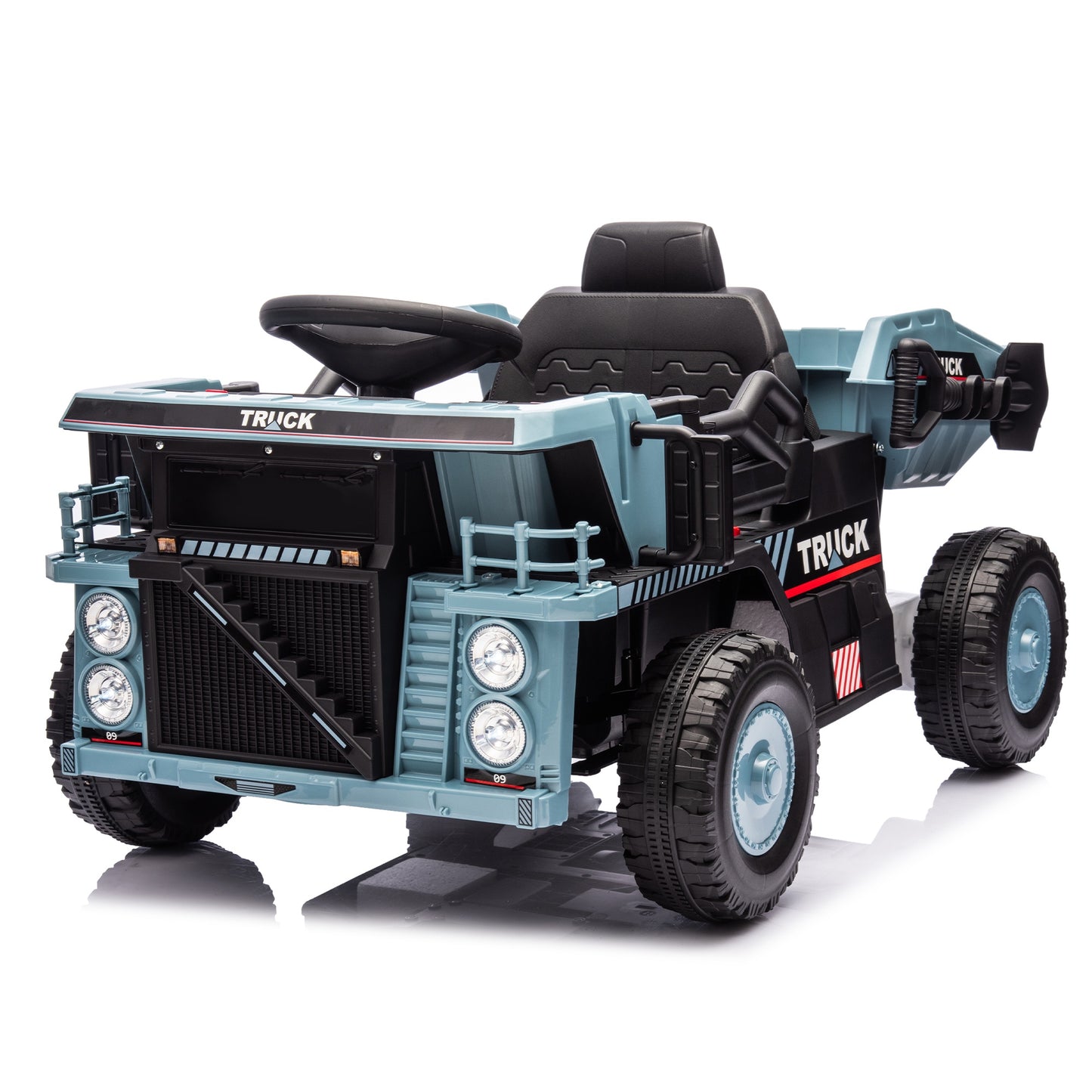 iRerts Ride On Dump Truck for Kids, 12V Powered Ride on Car with Remote Control, Electric Dump Bed, 1 Shovel, Bluetooth Music, LED Light, Kids Car Ride on Construction for Boys Girls Ages 3-5, Blue