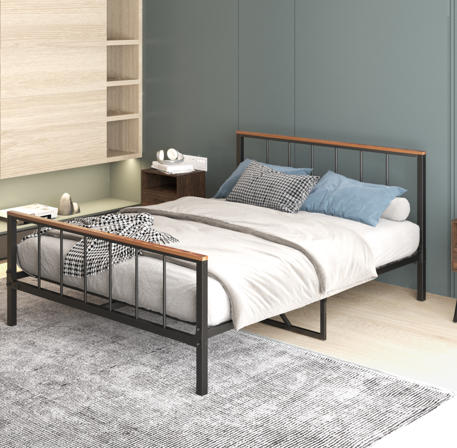 Metal Full Size Bed Frame with Headboard and Footboard Platform Metal Bed Frame Full for Adults Teens Kids, Metal Full Bed Frame, Bedroom Furniture, No Box Spring Needed, Black