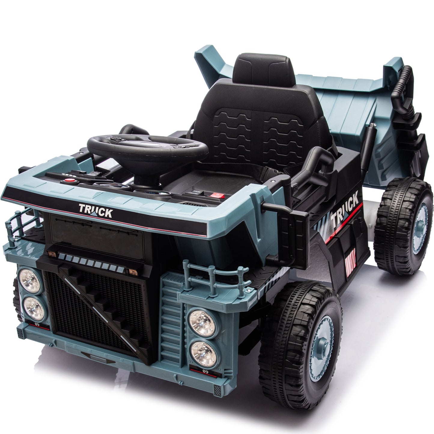 iRerts Ride On Dump Truck for Kids, 12V Powered Ride on Car with Remote Control, Electric Dump Bed, 1 Shovel, Bluetooth Music, LED Light, Kids Car Ride on Construction for Boys Girls Ages 3-5, Blue