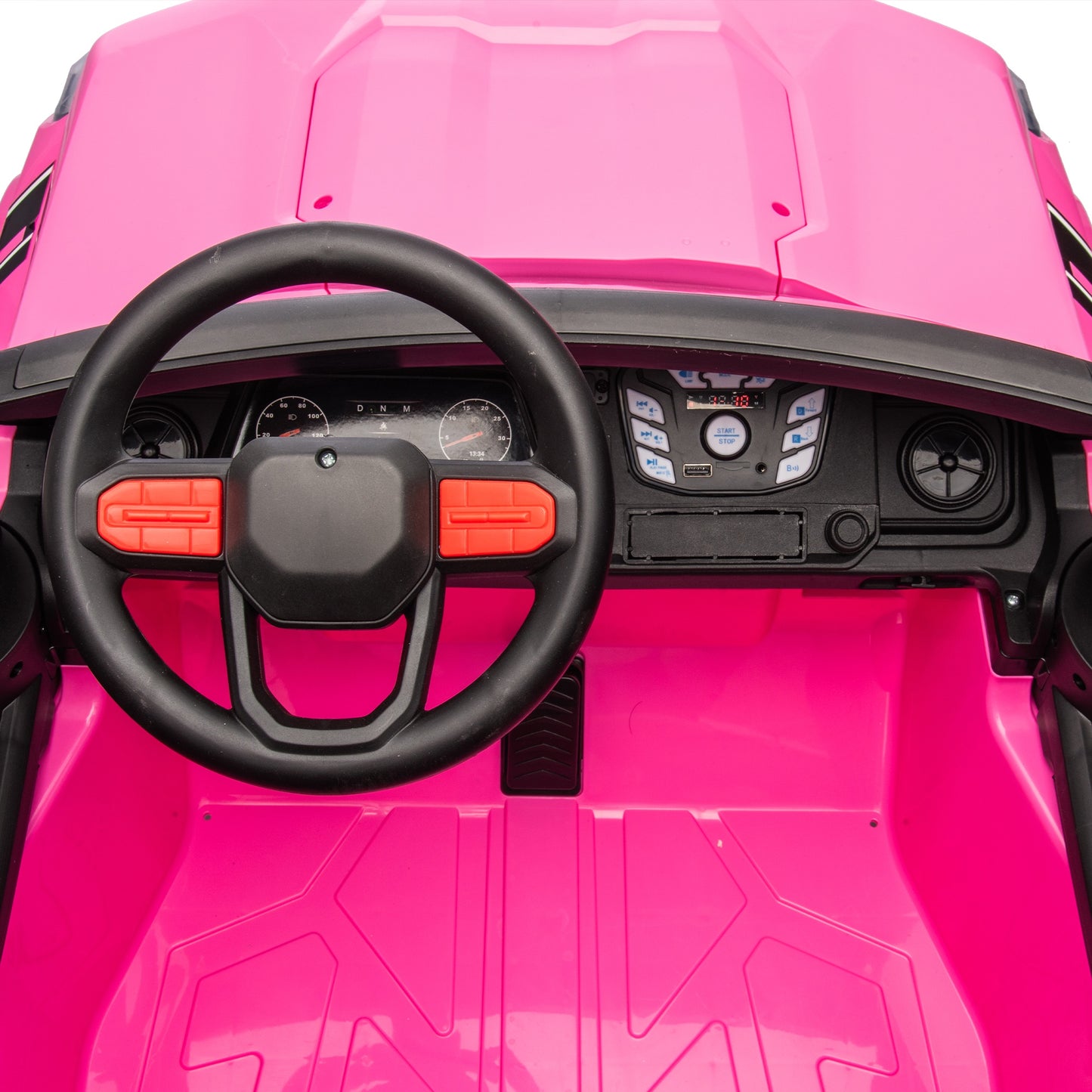 24V 2 Seater Ride on Truck, 4WD Powered Ride on Toy Car with Remote Control, Bluetooth, Music Player, 800W Motors, Back Box Storage, 3 Speeds, Kids Electric Vehicle for Boys Girls Gifts, Rose Red