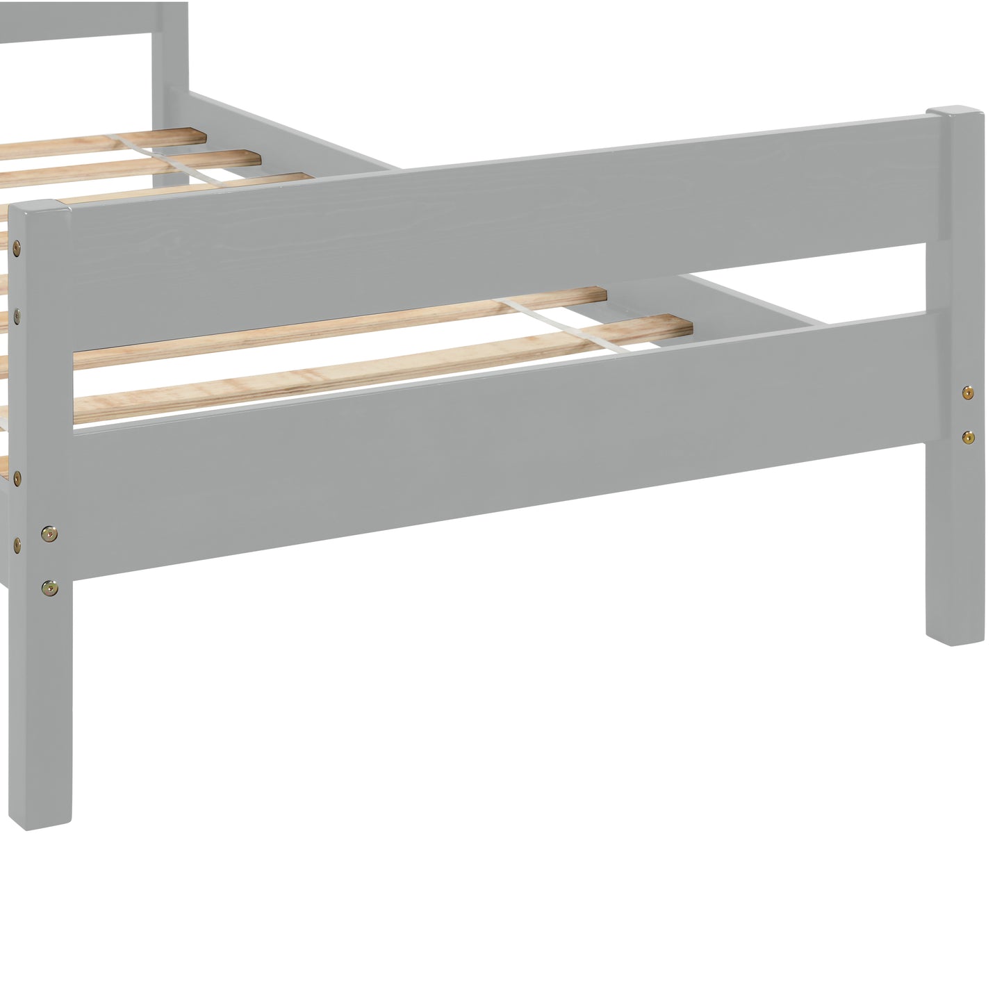 iRerts Wood Twin Bed Frame, Gray Twin Platform Bed Frame with Headboard and Footboard, Modern Twin Bed Frame No Box Spring Needed for Adults Teens Kids, Twin Size Bed Frame with Wood Slat Support