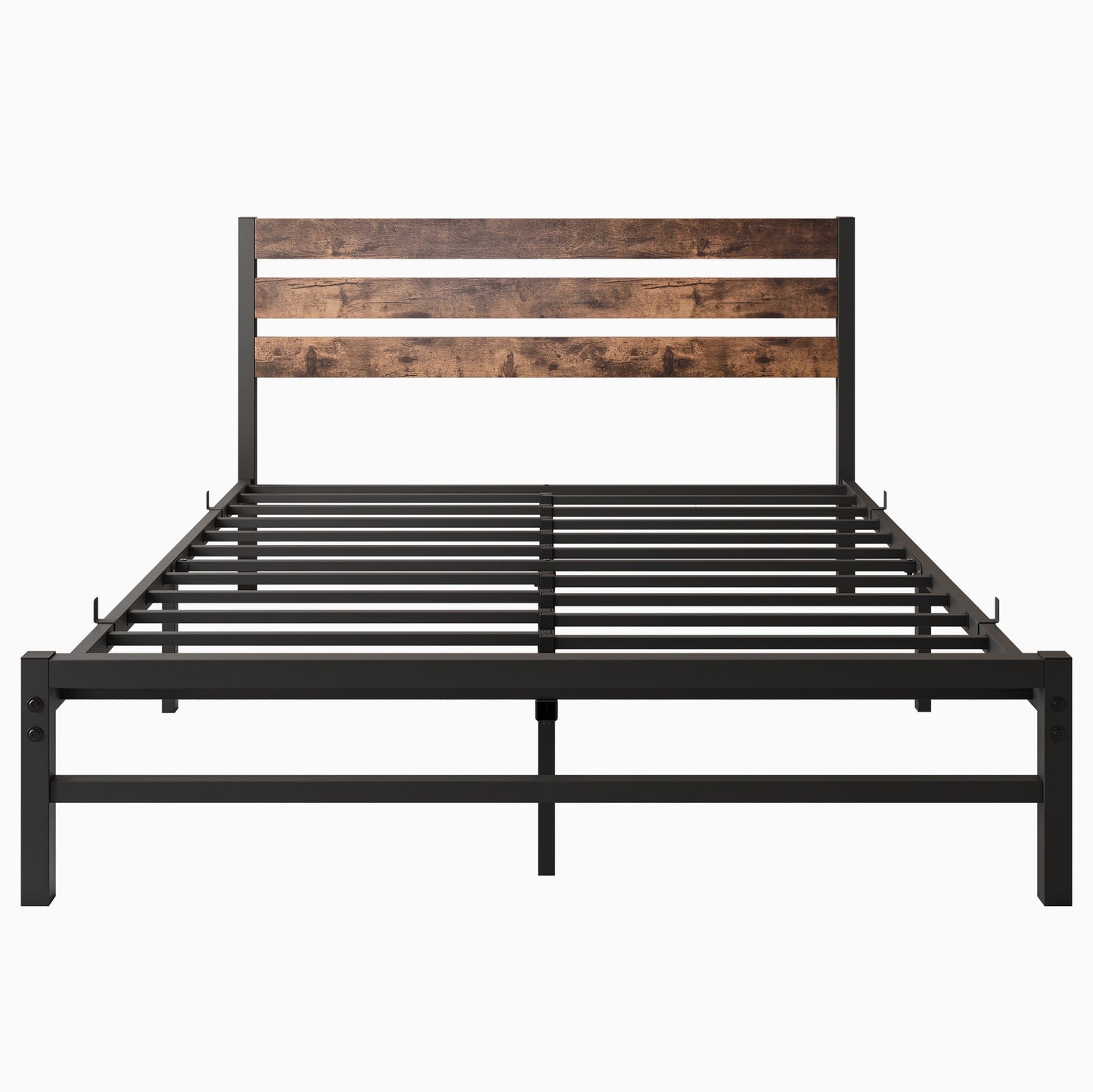 iRerts Queen Bed Frame with Headboard, Metal Platform Bed Frame No Box Spring Needed, Bed Frame Queen Size with Metal Support,  Noise-Free, Under Bed Storage, Easy Assembly, Rustic Brown