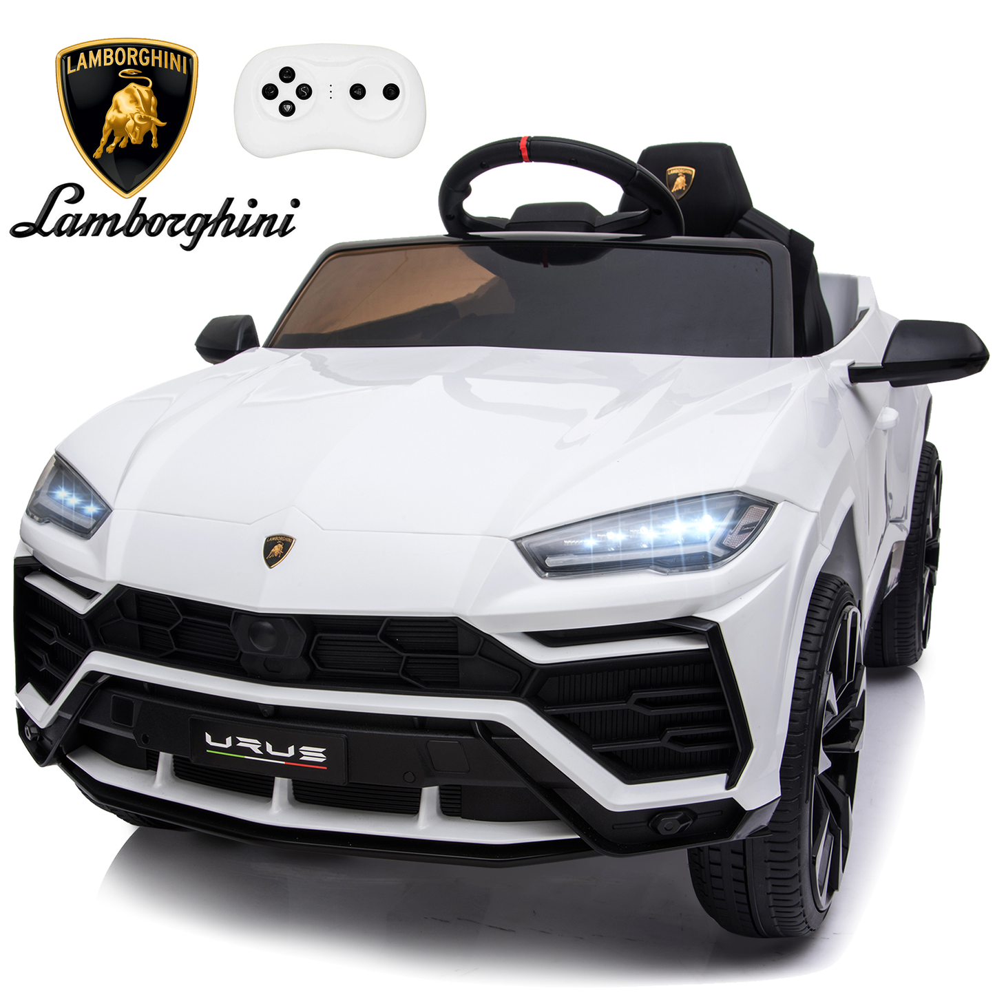Licensed Lamborghini Ride on Car with Remote Control Kids Ride on Toy for Girls and Boys 12V Powered Electric Vehicles for 3-5 Years Old, USB, Ride on Truck, Headlight