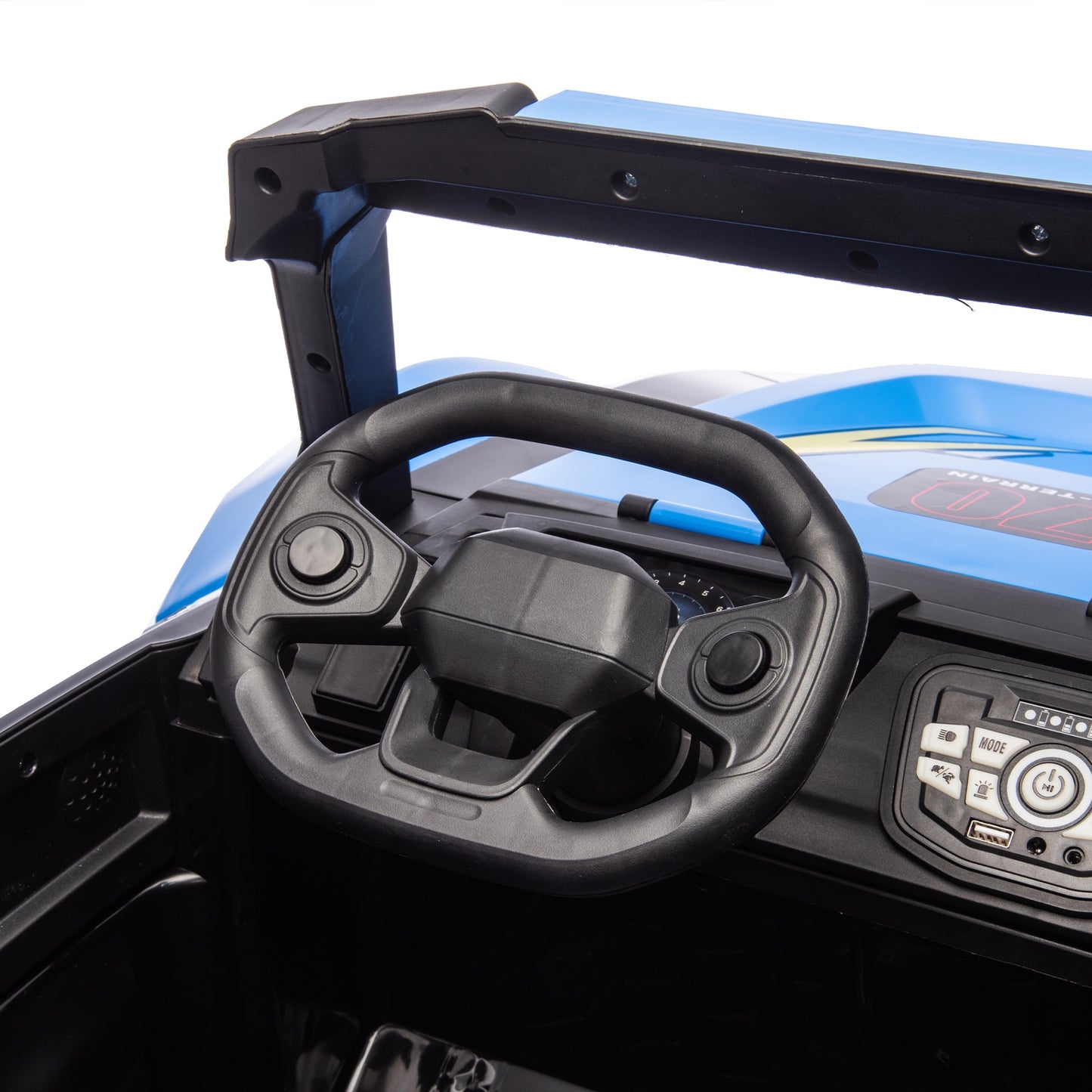 iRerts 24V Powered Ride on Cars, Ride on Toys for Big Kids Ages 3-8, Kids Police Car Electric Vehicles with Remote Control, Bluetooth, MP3/USB Ports, 4 Wheels Spring Suspension, Megaphone, Blue