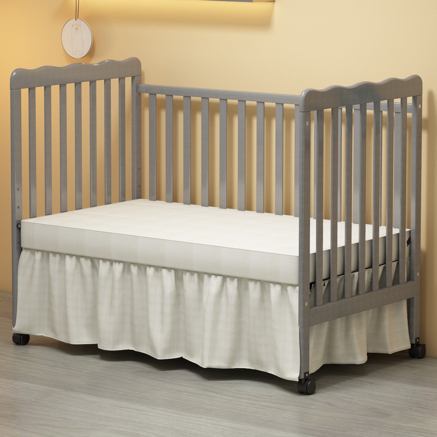 iRerts 3in1 Baby Convertible Crib with Locking Wheels and 4 Height Options