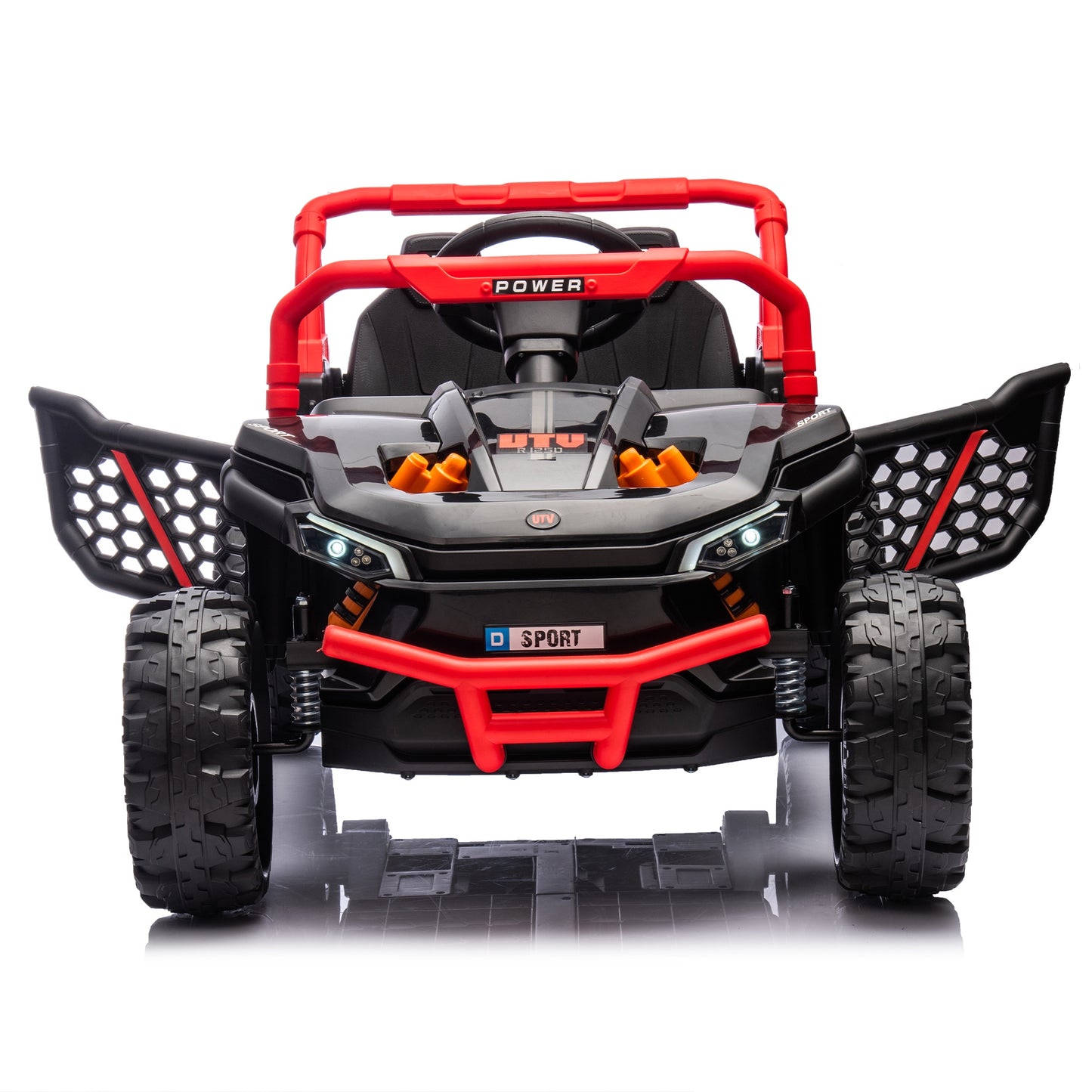 iRerts 24V Kids Ride on Toy UTV, Ride on Cars with Remote Control, Bluetooth Music, 4 Wheel Suspension, Rear Storage Space, Electric Vehicles Cars for Kids Boys Girls Gifts 3-6 Year Old, Red