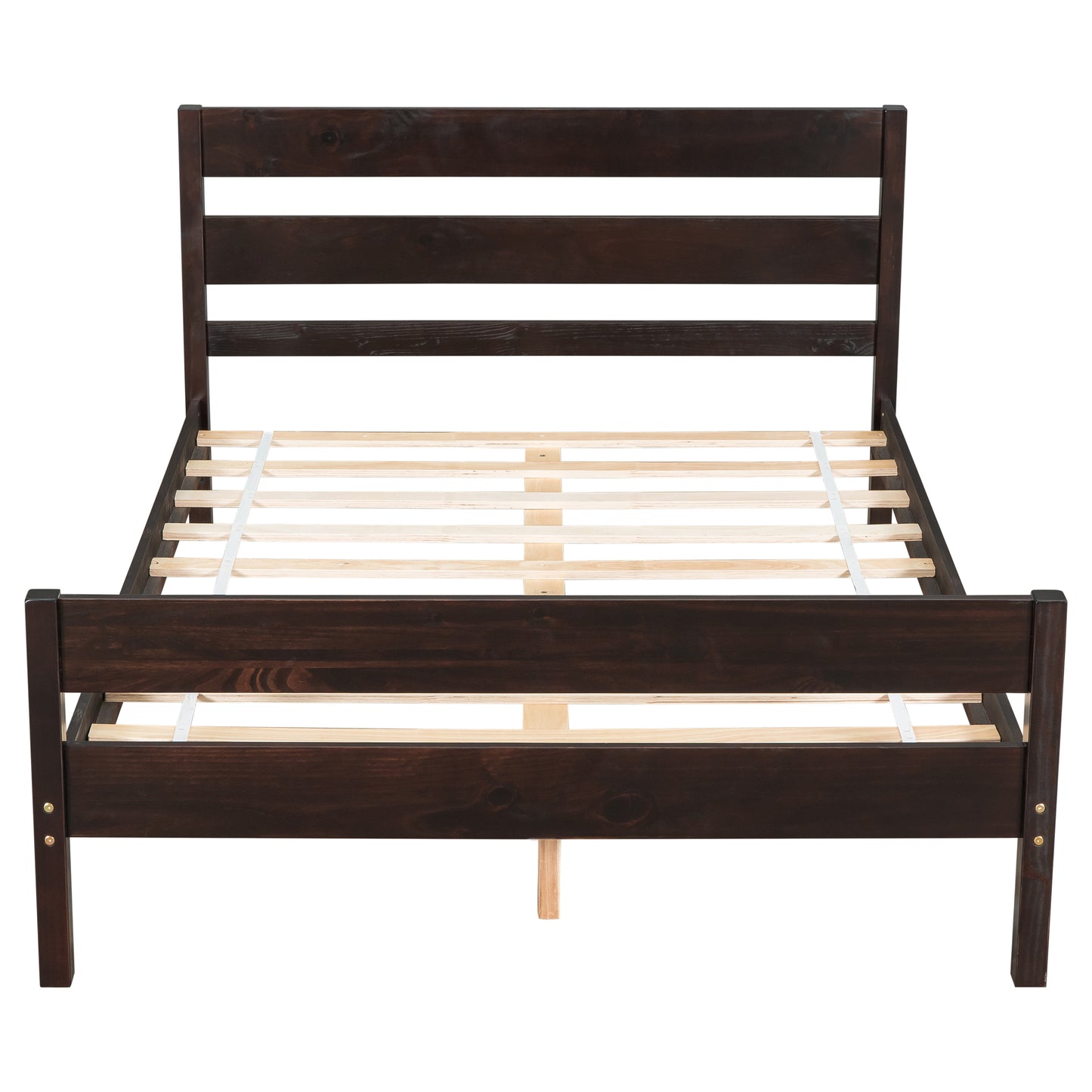 iRerts Wood Full Bed Frame, Espresso Full Platform Bed Frame with Headboard and Footboard, Modern Full Bed Frame No Box Spring Needed for Adults Teens Kids, Full Size Bed Frame with Wood Slat Support
