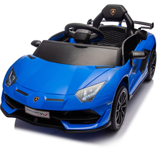 12V Powered Ride On Cars, Lamborghini Aventador Xago Kids Car Electric Vehicle for Girls Boys Christmas Gifts, Kids Ride on Toys with Remote Control, Bluetooth, Music, MP3/USB Ports, LED lights, Blue