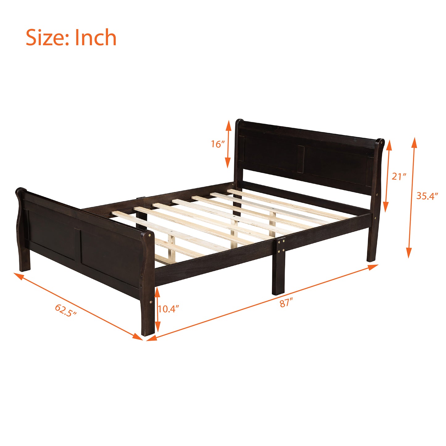 iRerts Platform Bed Frame Queen, Wood Queen Platform Bed Frame with Headboard and Footboard, Modern Queen Size Bed Frame with Wooden Slat Support, Queen Bed Frame No Box Spring Needed, Espresso