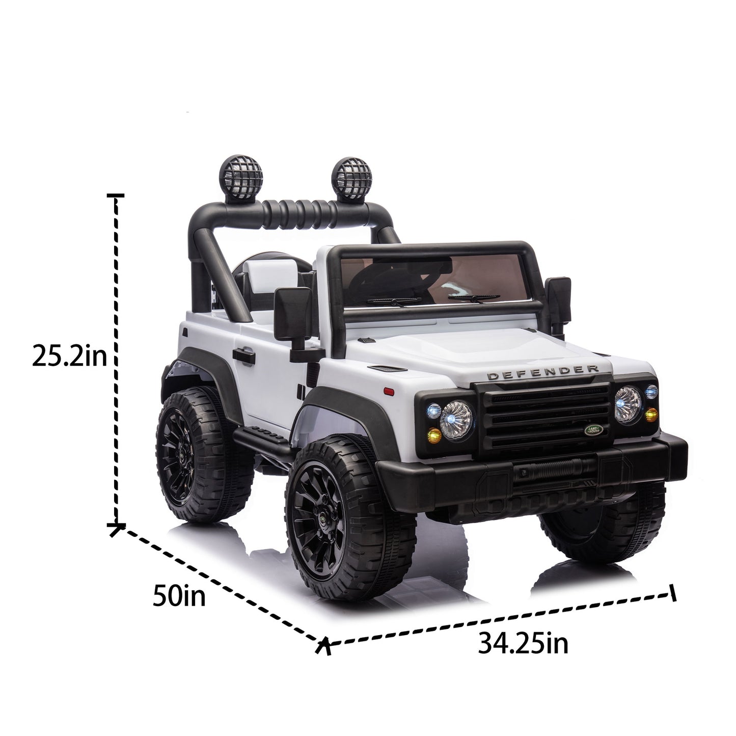 iRerts 24V 2 Seater Ride on Cars, Licensed Land Rover Defender Volta 5008 Ride on Toys for Big Kids with Remote Control, Bluetooth, Music, LED Lights, Powered Electric Car for Kids Ages 3-8, White