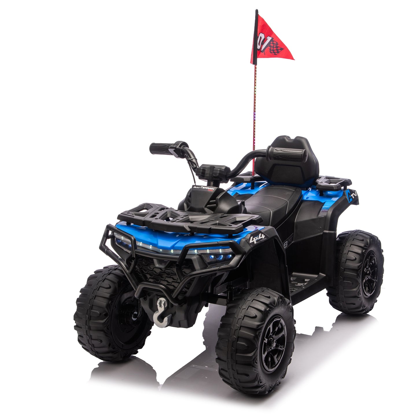 iRerts 24V Ride on ATV, Powered Ride on Toys Electric 4 Wheeler for Boys Girls Ages 3-6 Gifts, Kids Ride on Car Electric Vehicle with Multi-Color Lights, Bluetooth, Music, USB Port, Blue