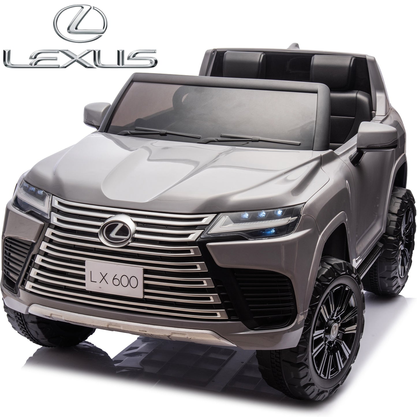 24V 2 Seater Electric Ride on Car, Licensed LEXUS LX600 Battery Powered Kids Electric Cars, Ride on Toys for Kids 4-7 with Remote Control, Bluetooth Music, 4 Wheel Suspension, LED Lights, Gray