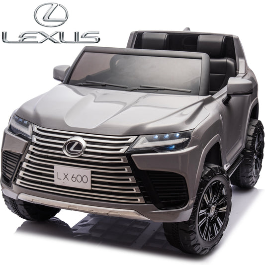 24V 2 Seater Electric Ride on Car, Licensed LEXUS LX600 Battery Powered Kids Electric Cars, Ride on Toys for Kids 4-7 with Remote Control, Bluetooth Music, 4 Wheel Suspension, LED Lights, Gray