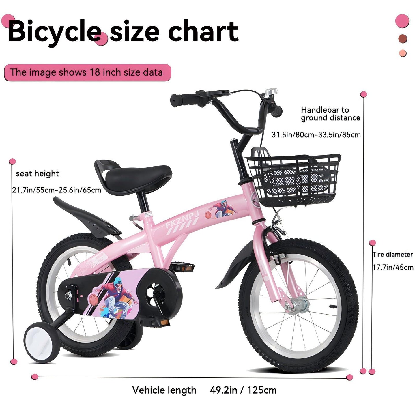 iRerts Kids Bike with Training Wheels, 18 Inch Kids Bicycle for Boys Girls Ages 5-10 Years Old, Girls Bicycles for Kids with Adjustable Seat, Fender and Varrier, White