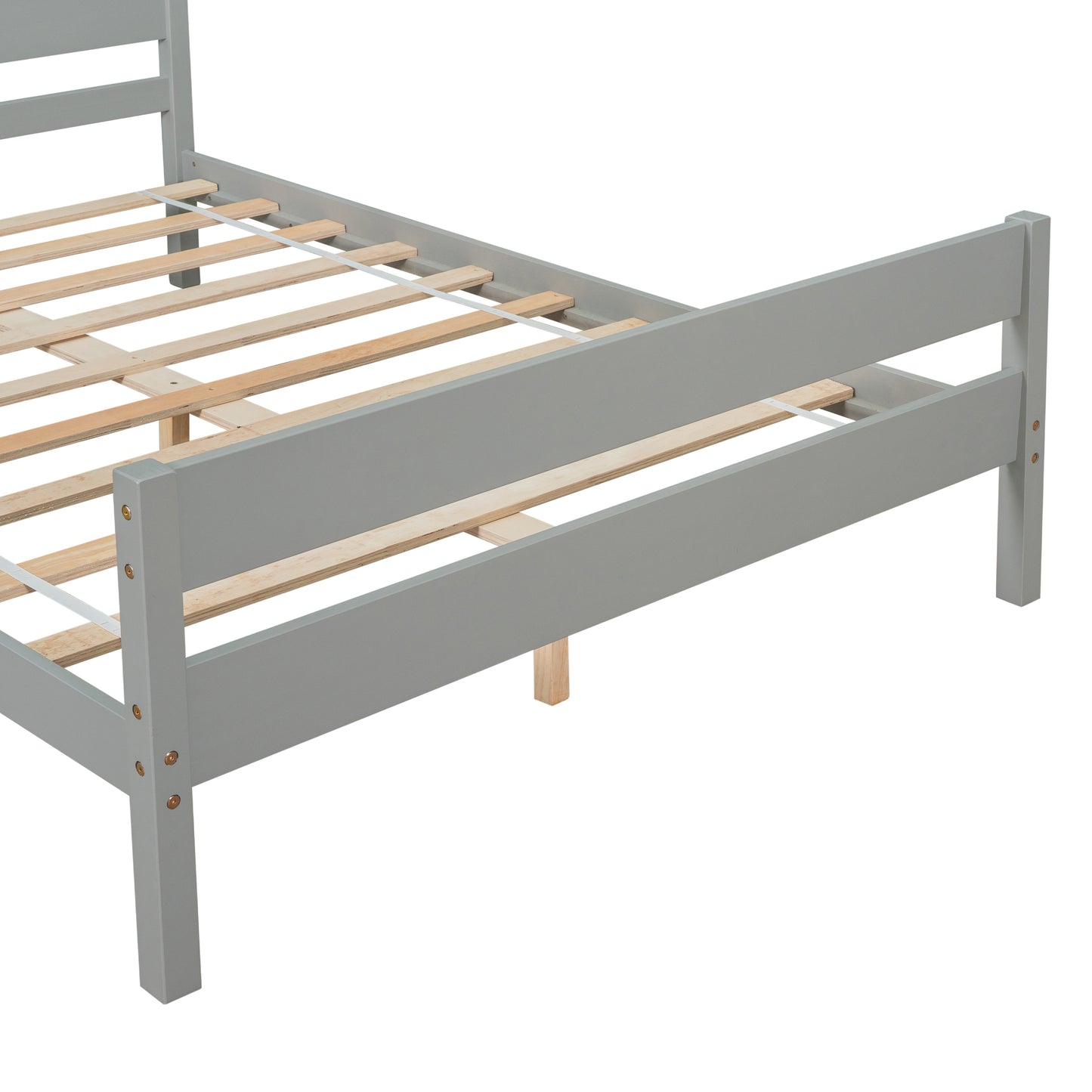 iRerts Wood Full Bed Frame, Gray Full Platform Bed Frame with Headboard and Footboard, Modern Full Bed Frame No Box Spring Needed for Adults Teens Kids, Full Size Bed Frame with Wood Slat Support