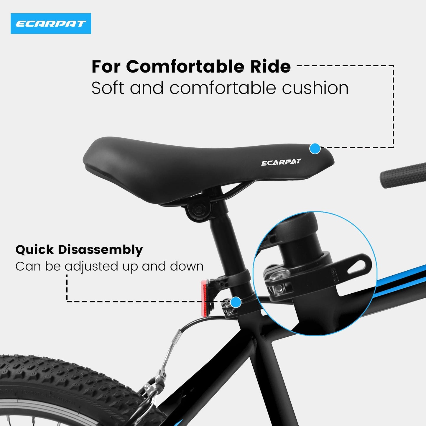 iRerts 20" Kids Bike for 8-12 Year Olds Boys Girls, Gears Shimano 7 Speed Mountain Bike for Kids, Children Bicycle with Adjustable Seat Saddle, Steel Frame Girls Boys Sports Bikes with V-Brake, Black