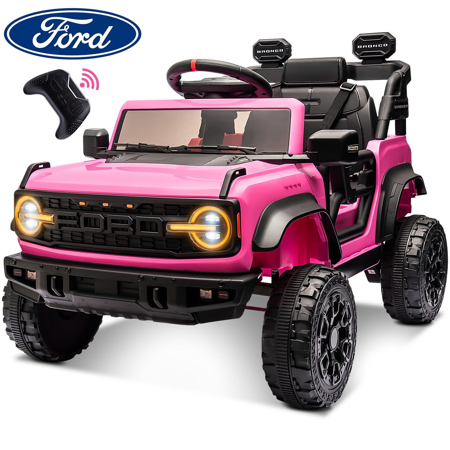12V Powered Ride on Car Toy, Ford Bronco Raptor Kids Electric Vehicle Car with Parent Remote, Battery Powered Ride on Truck for Boys Girls w/ Rear Wheel Suspension, Bluetooth