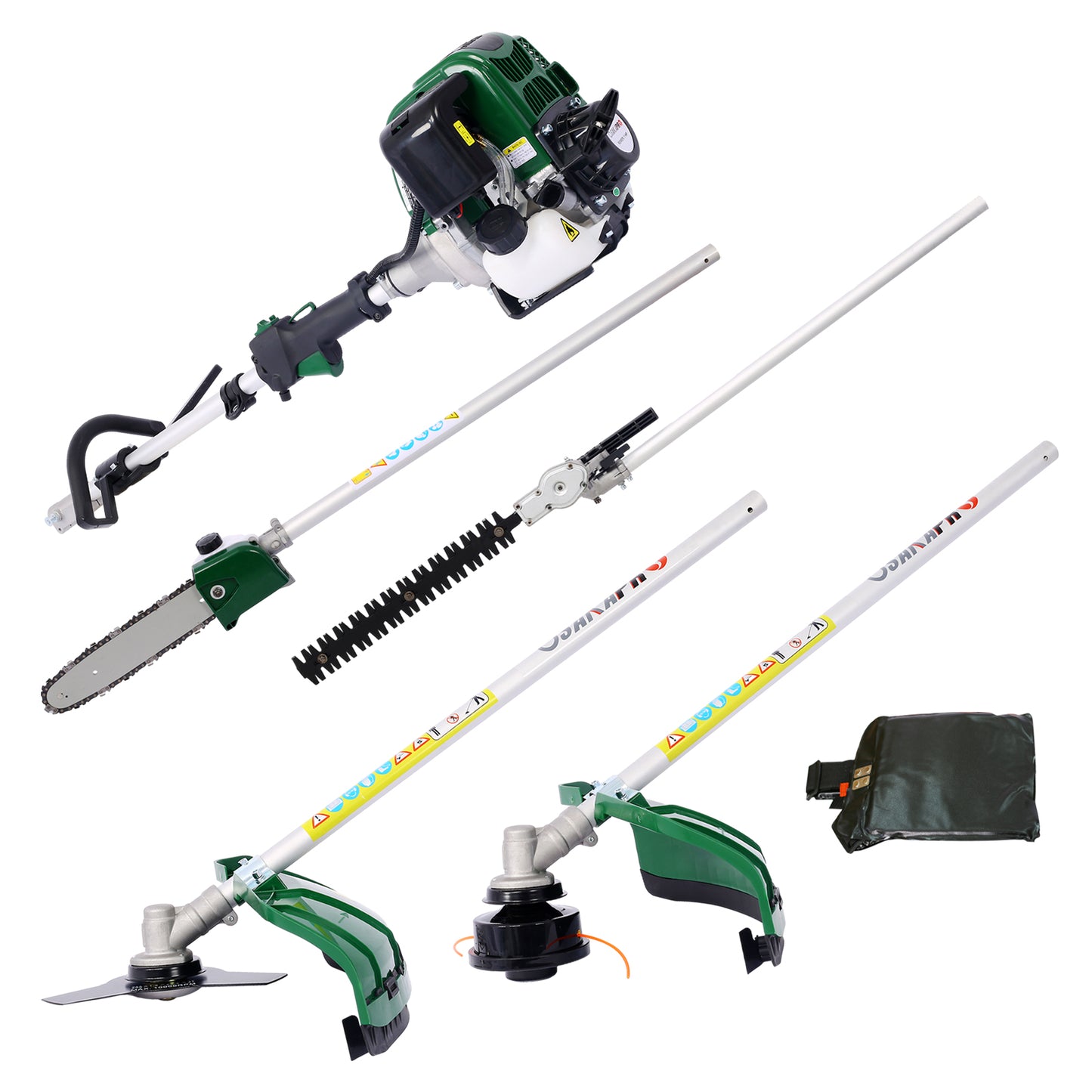 31CC 4-Cycle Gas Powered Weed Eater, iRerts 4 in 1 Multi-Functional String Trimmer with Gas Pole Saw, Hedge Trimmer, Grass Trimmer, Brush Cutter, Lawn Trimmer for Grass Garden Yard