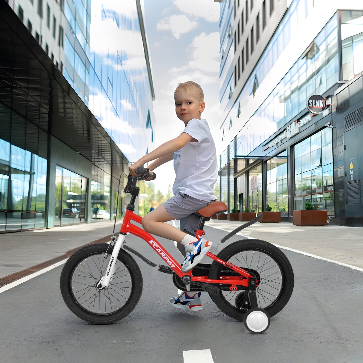 iRerts Kids Bicycles 14 Inch, Freestyle Kids Bike Sport Bicycle for Boys Girls 3-6 Years Old, Girls Boys Bicycles with Training Wheels, Fender, Red