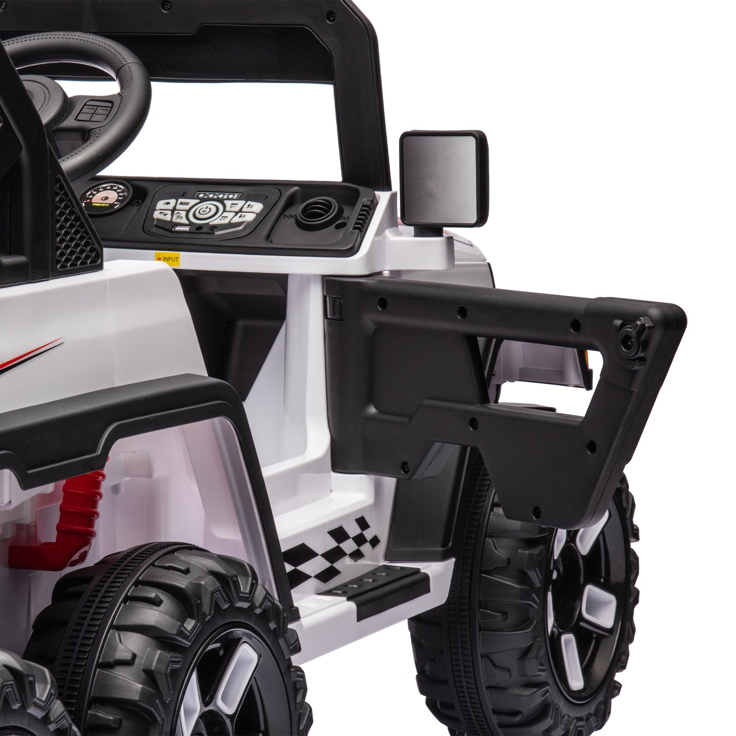 iRerts 24V Ride on PickUp Truck with Remote Control, 4WD Battery Powered Ride on Car with Bluetooth Music, USB/AUX Port, Rear Storage Box, LED Lights, Ride on Toys for Kids Boys Girls Gift, White